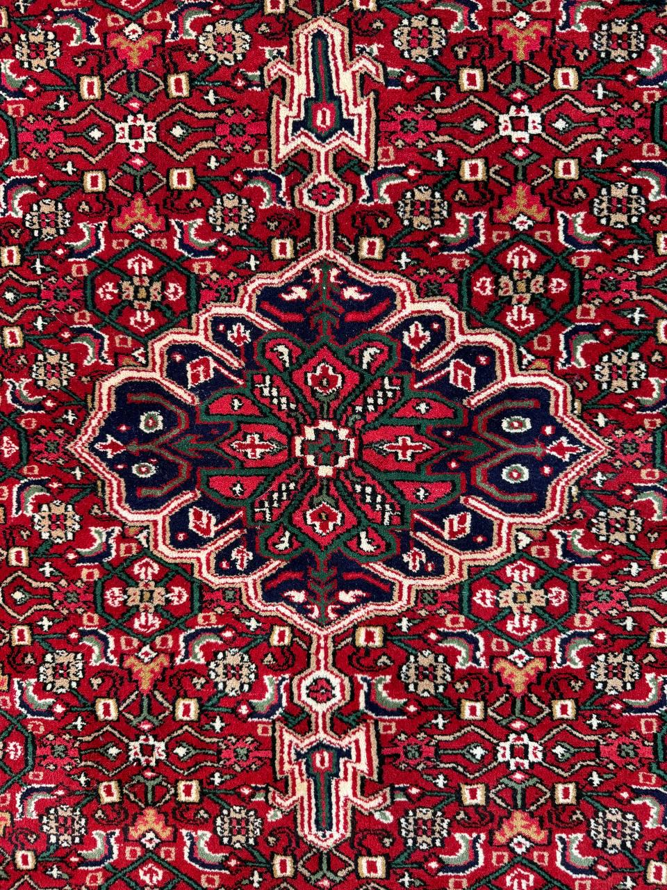 8x5 ft Vintage Bijar Tribal Wool Rug: 1950s Hand-Knotted Oriental Carpet