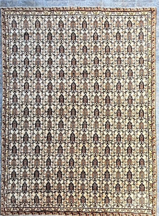 9x7 ft Moroccan Vintage Wool Rug, 1990s Hand Knotted Tribal Berber Carpet, Bohemian Area Rug