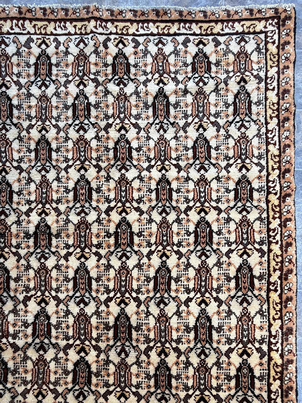 9x7 ft Moroccan Vintage Wool Rug, 1990s Hand Knotted Tribal Berber Carpet, Bohemian Area Rug