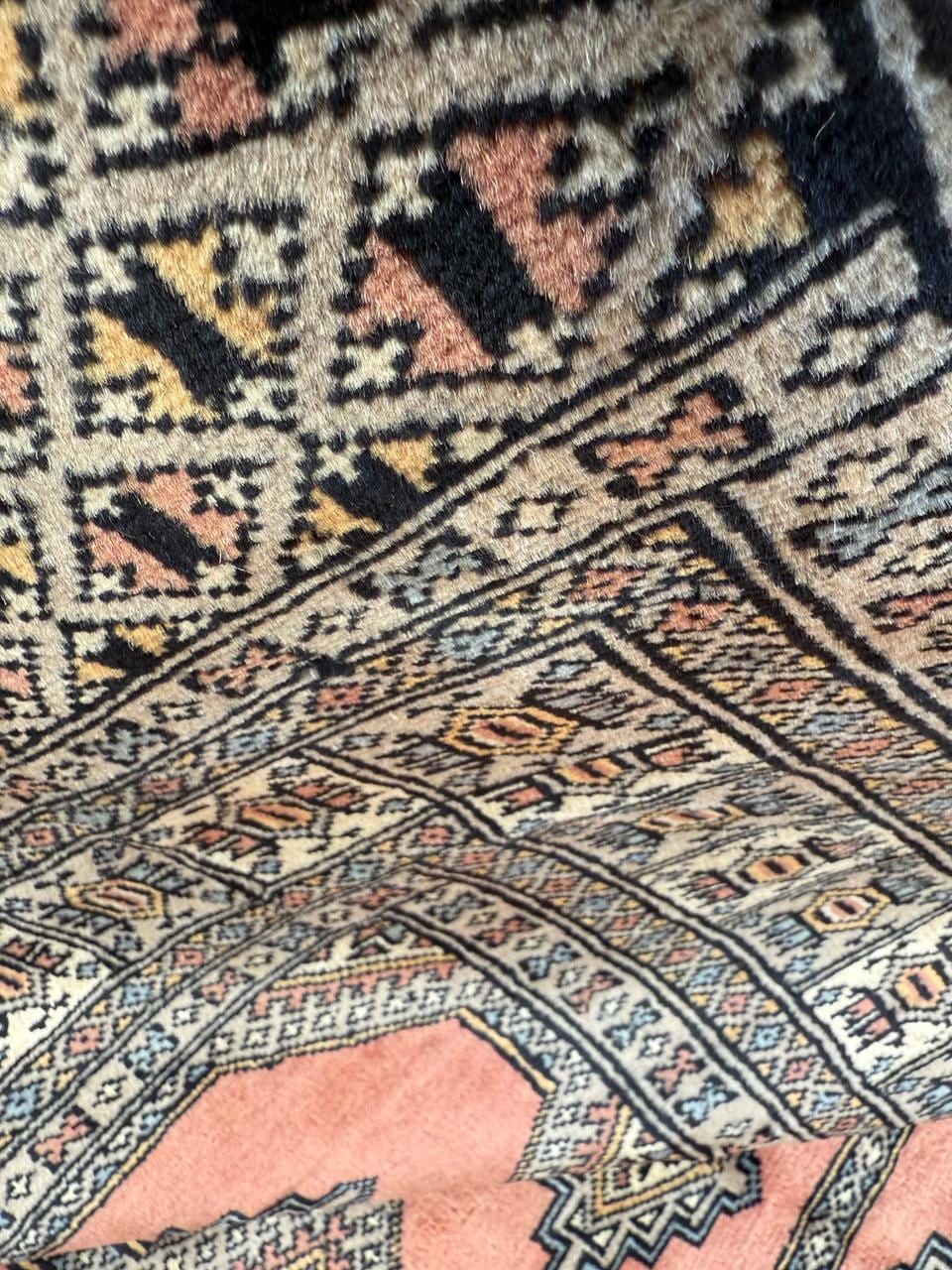 8x6 ft Pakistani Bokhara Jhaldar Rug, 1990s Vintage Hand Knotted Wool Oriental Carpet, Geometric Tribal Area Rug