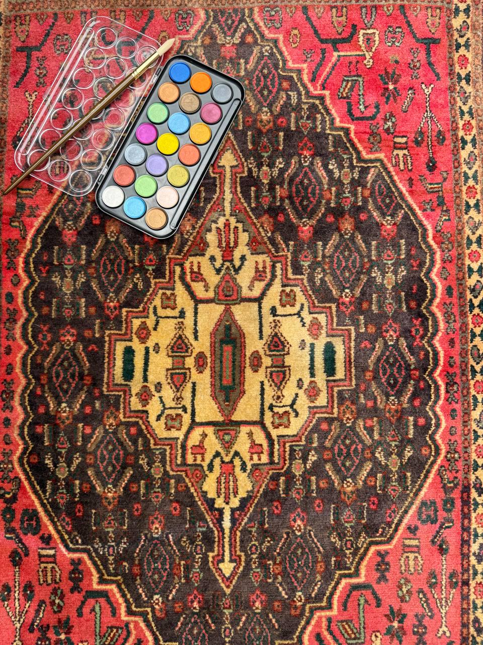 2x3 ft Vintage Anatolian Rug: 1930s Hand-Knotted Wool Geometric Carpet