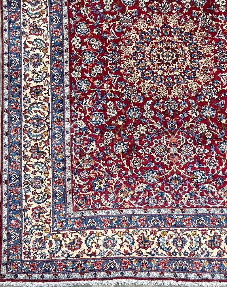 9x13 ft. Signed Vintage 1990s Tabriz Rug: Hand Knotted Wool Oriental Area Carpet