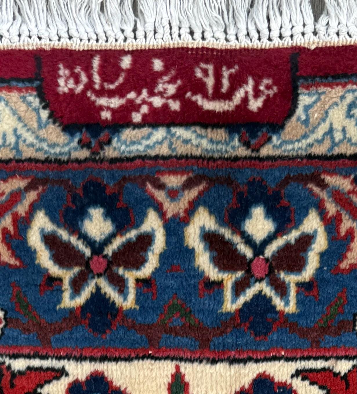9x13 ft. Signed Vintage 1990s Tabriz Rug: Hand Knotted Wool Oriental Area Carpet