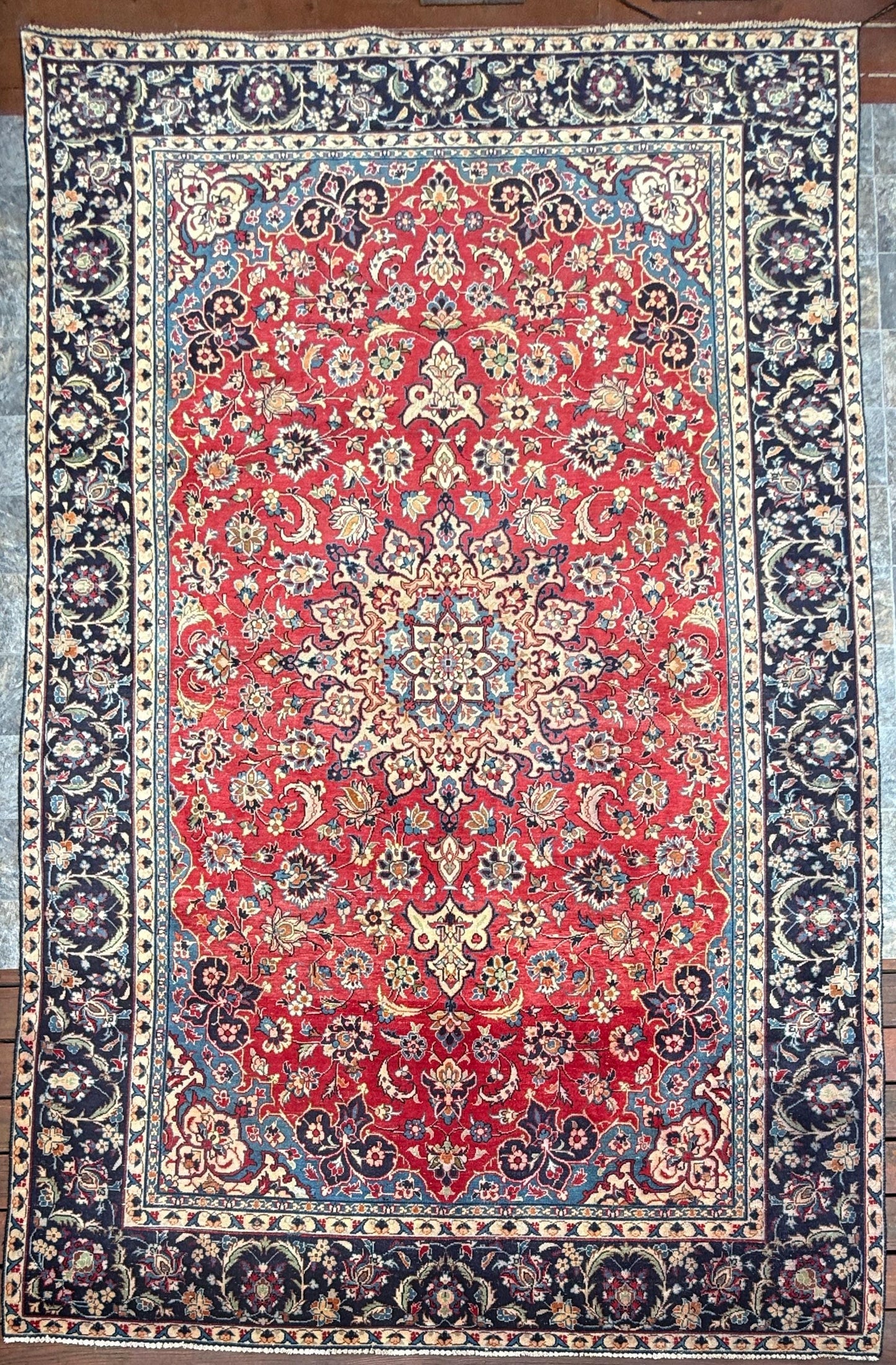 7x12 ft Vintage Anatolian Hand Knotted Geometric Wool Rug