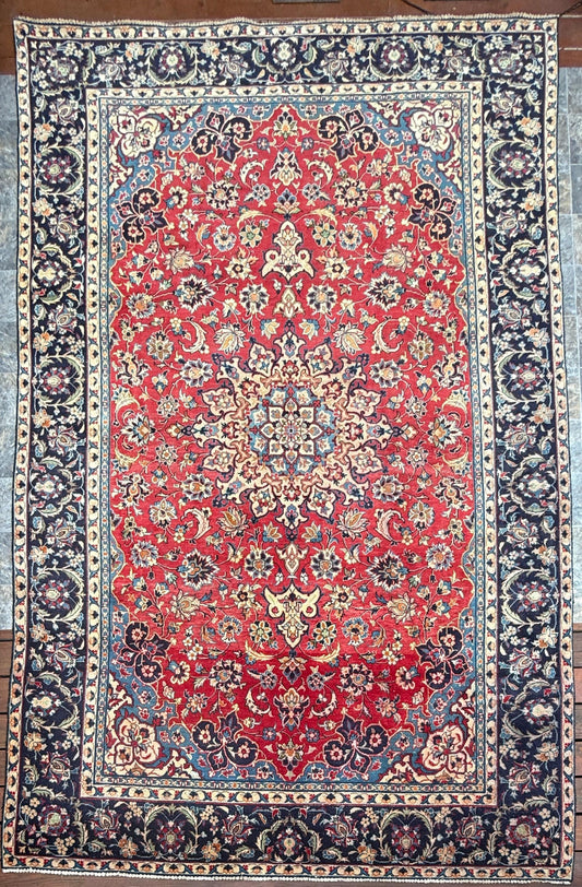 7x12 ft Vintage Anatolian Hand Knotted Geometric Wool Rug