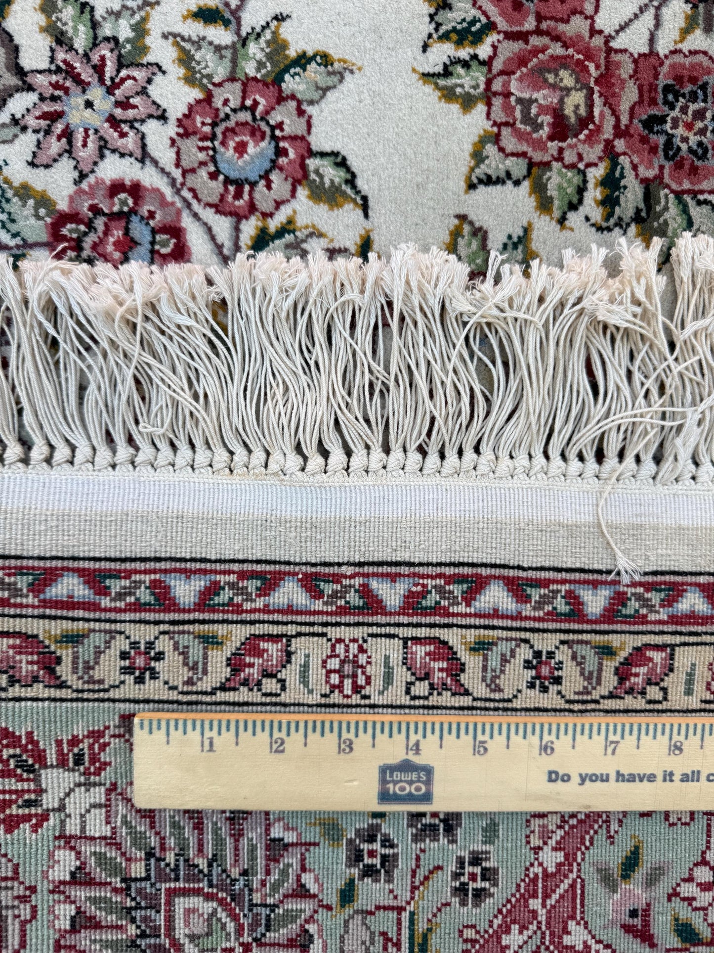 9x6 ft Tabrizz 1970s Vintage Silk Wool Rug: Hand Knotted Oriental Carpet, 400 KPSI
