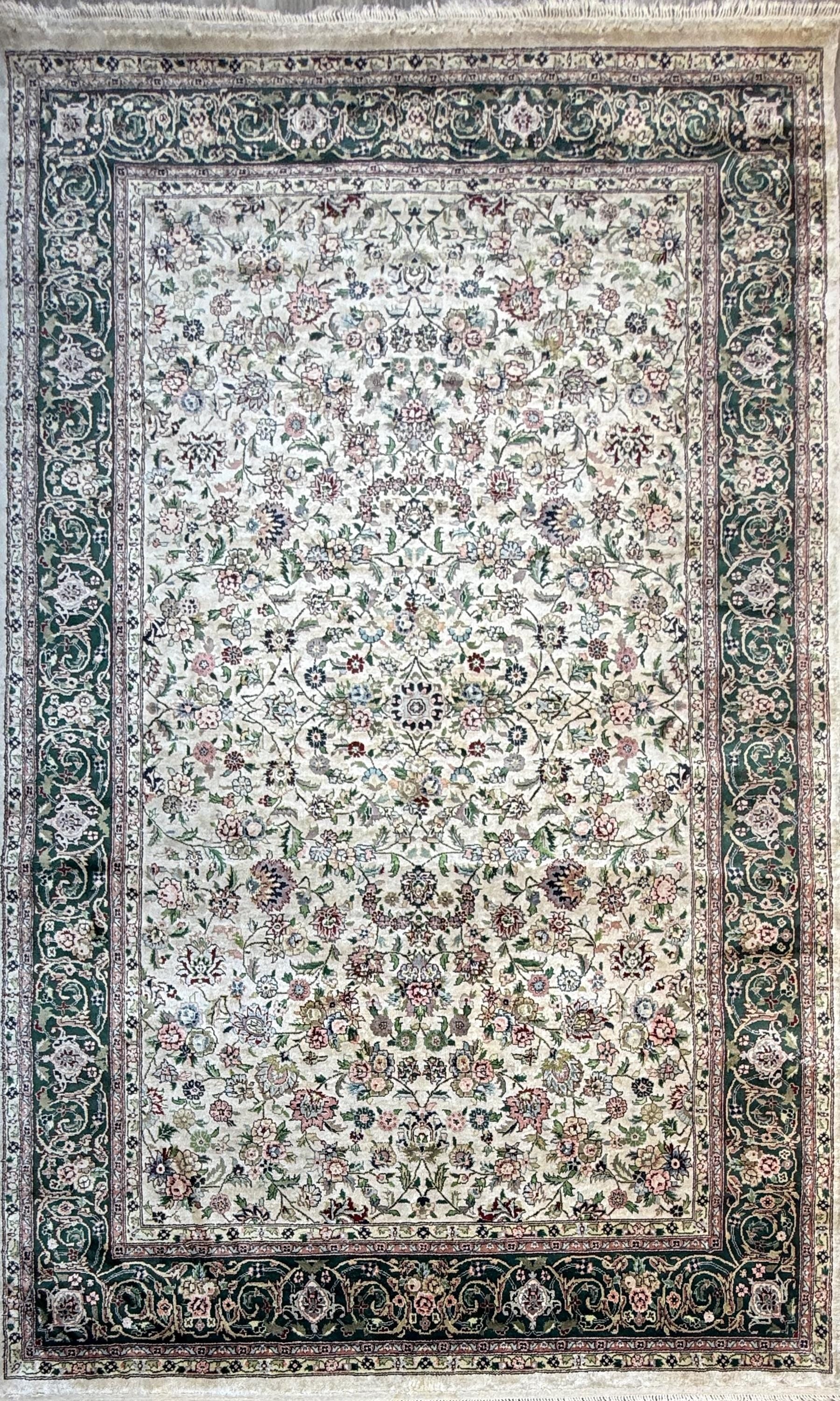 9x6 ft Vintage 1970s Tabriz Rug: Hand-Knotted Silk & Wool Oriental Carpet