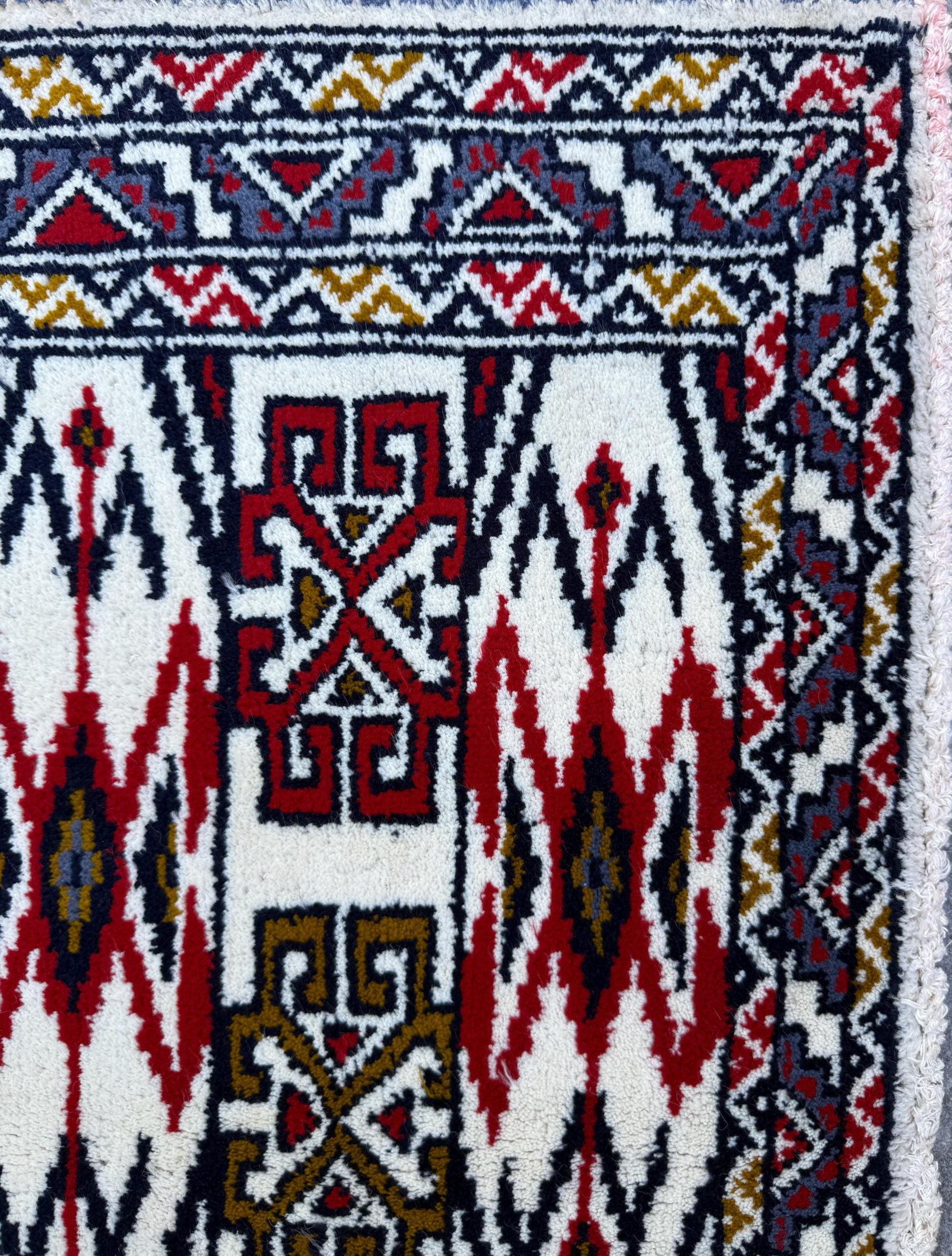 3x1 ft Vintage Turkmen Wool Rug: Hand-Knotted Oriental Accent