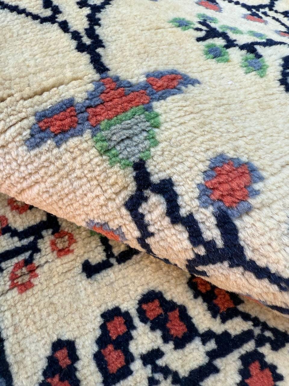 7x5 ft Vintage 1990s Qaisery Wool Rug, Hand Knotted Oriental Carpet, Geometric Anatolian Area Rug