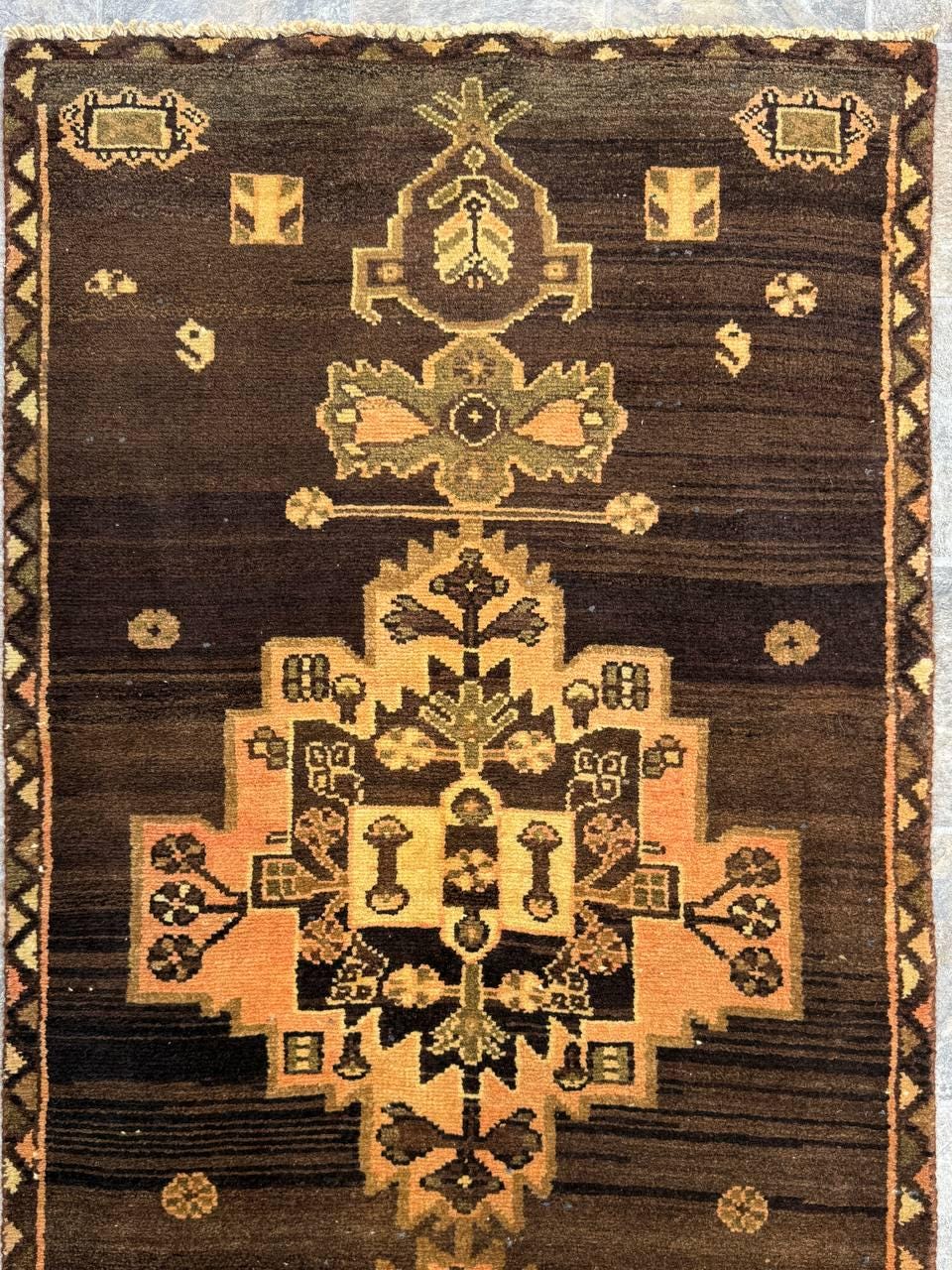 2.8x8.7 ft Vintage 1930s Geometric Runner: Hand Knotted Wool Anatolian Oriental Village Carpet