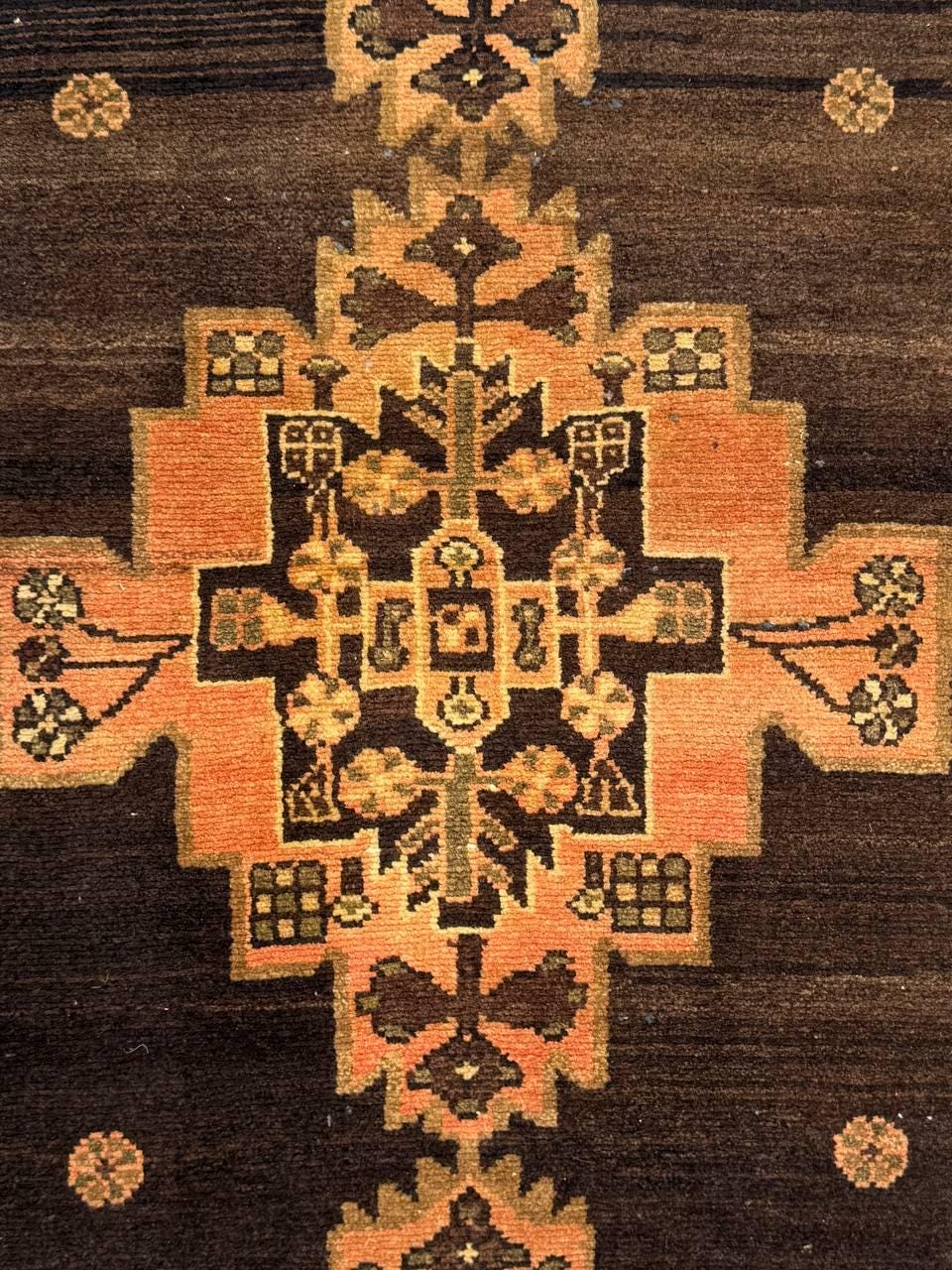 2.8x8.7 ft Vintage 1930s Geometric Runner: Hand Knotted Wool Anatolian Oriental Village Carpet