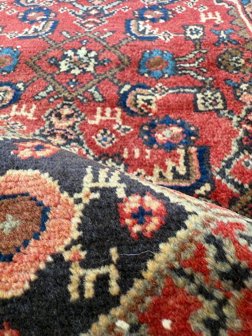 2x3 ft Vintage Village Rug: Hand Knotted Wool Geometric Carpet