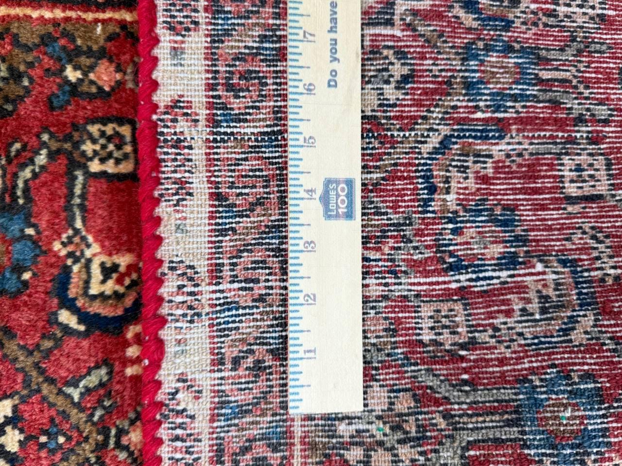 2x3 ft Vintage Village Rug: Hand Knotted Wool Geometric Carpet