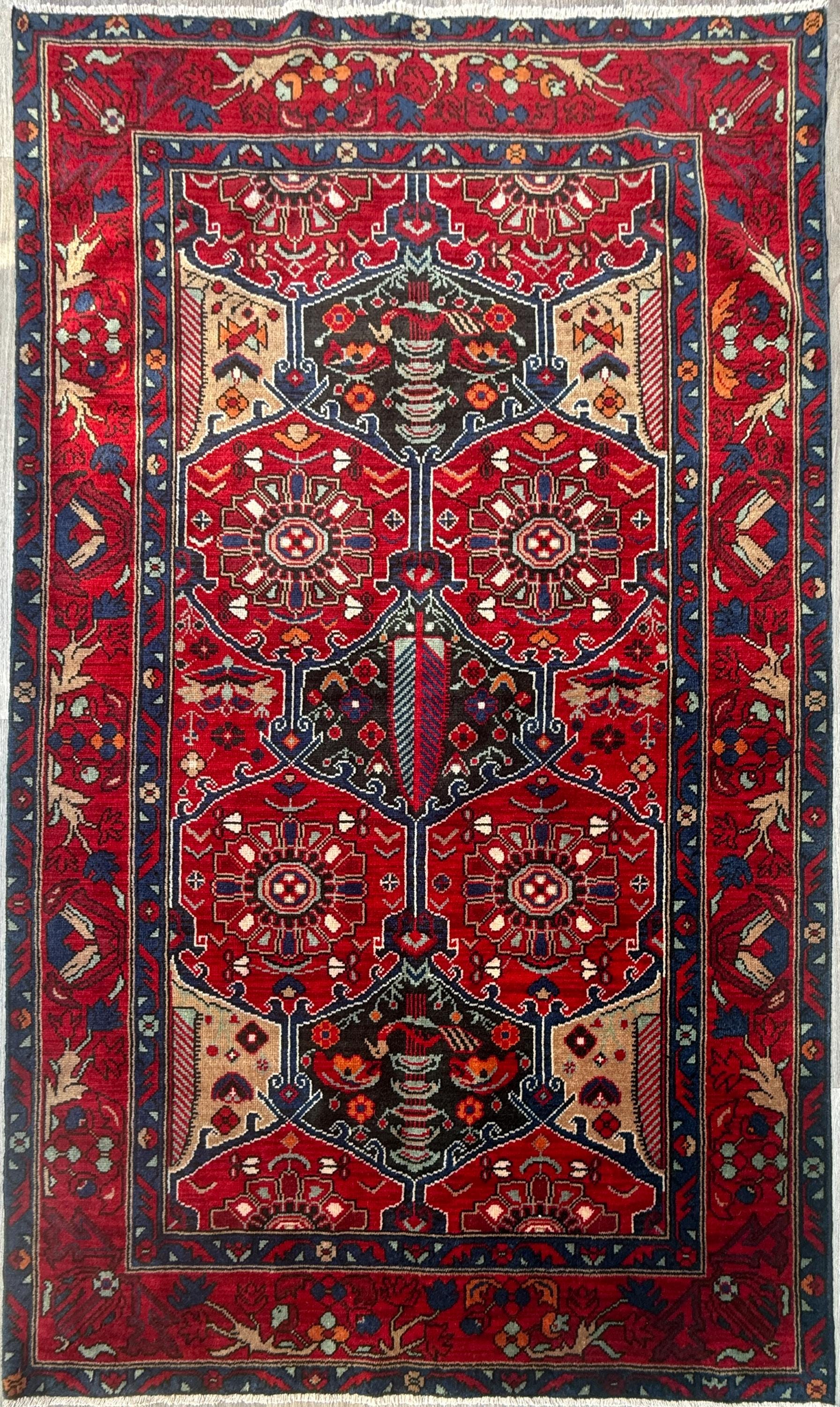 7x4 ft Vintage Hand-Knotted Hamidoun Rug: Bohemian Wool & Acrylic Carpet