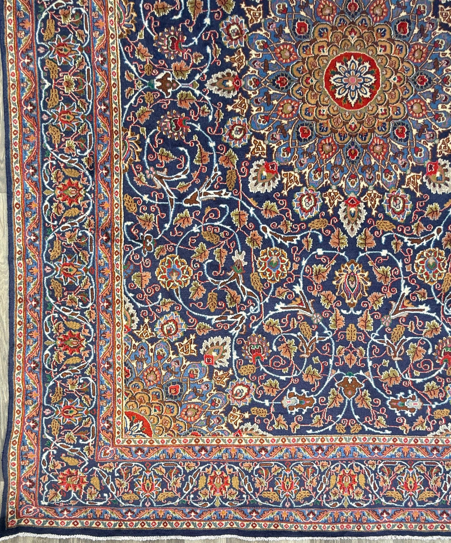 10x13 ft. 1960s Hand Knotted Kashmar Rug: Vintage Gonbad Wool Area Rug