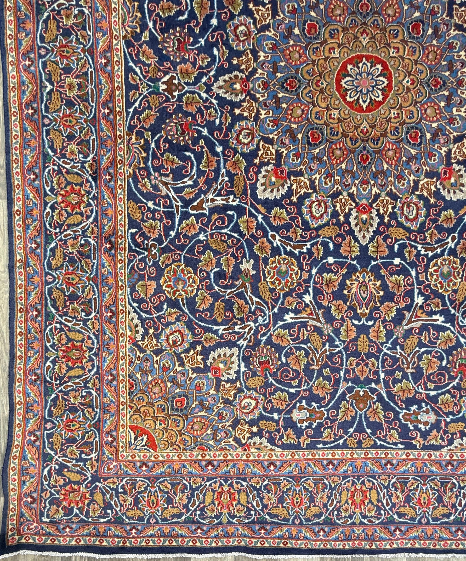 10x13 ft. 1960s Hand Knotted Kashmar Rug: Vintage Gonbad Wool Area Rug