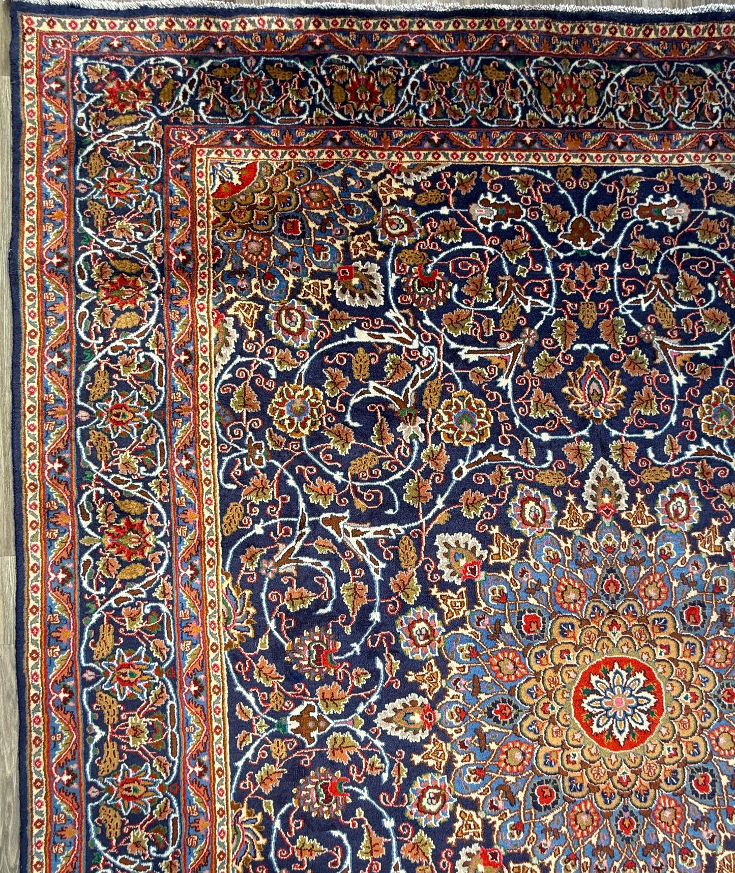 10x13 ft. 1960s Hand Knotted Kashmar Rug: Vintage Gonbad Wool Area Rug