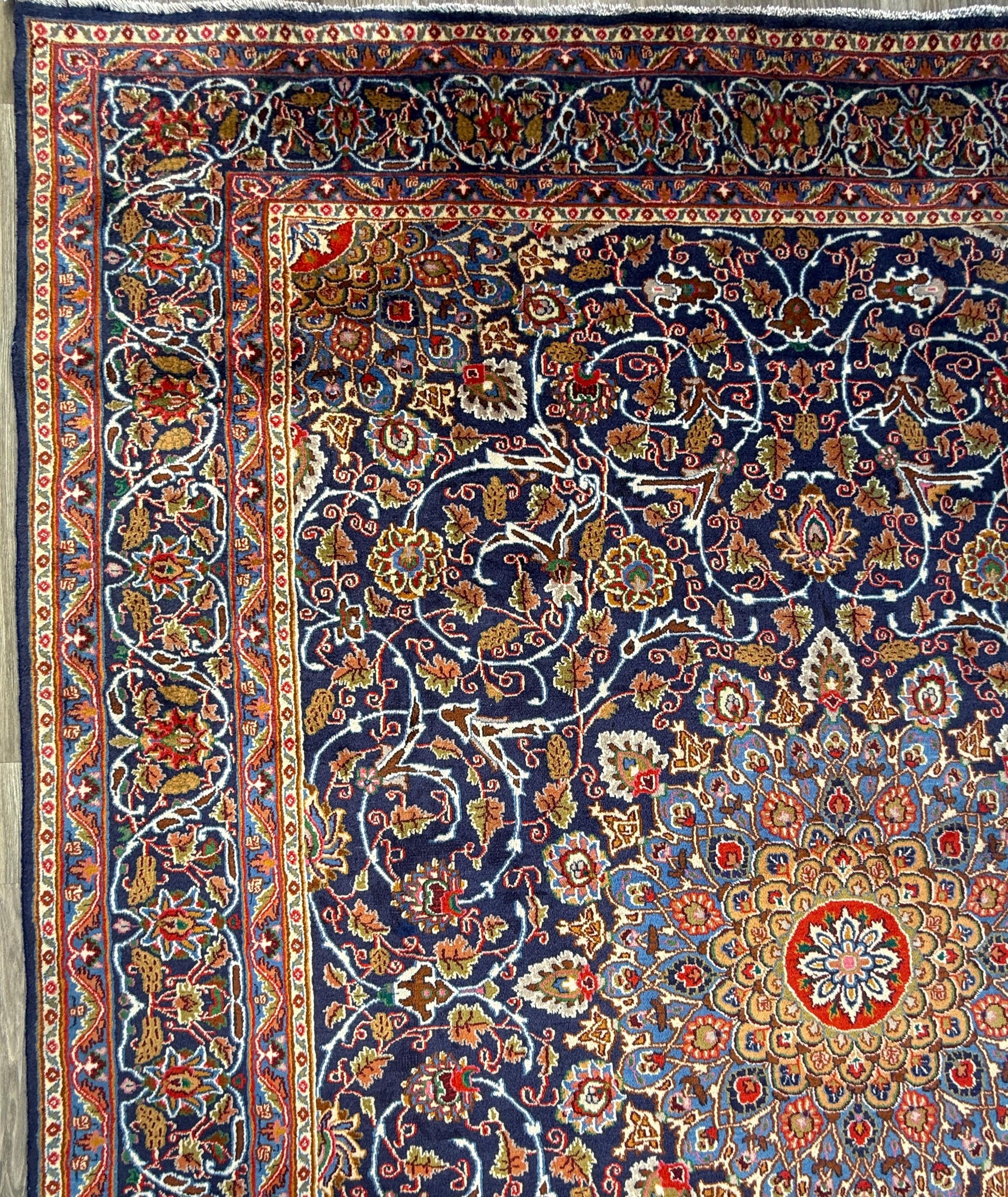 10x13 ft. 1960s Hand Knotted Kashmar Rug: Vintage Gonbad Wool Area Rug