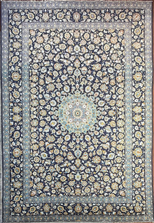 10x13.5 ft Signed Vintage 1970s Rug: Hand Knotted Wool Carpet, Bohemian Village Traditional Oriental Large Area Rug