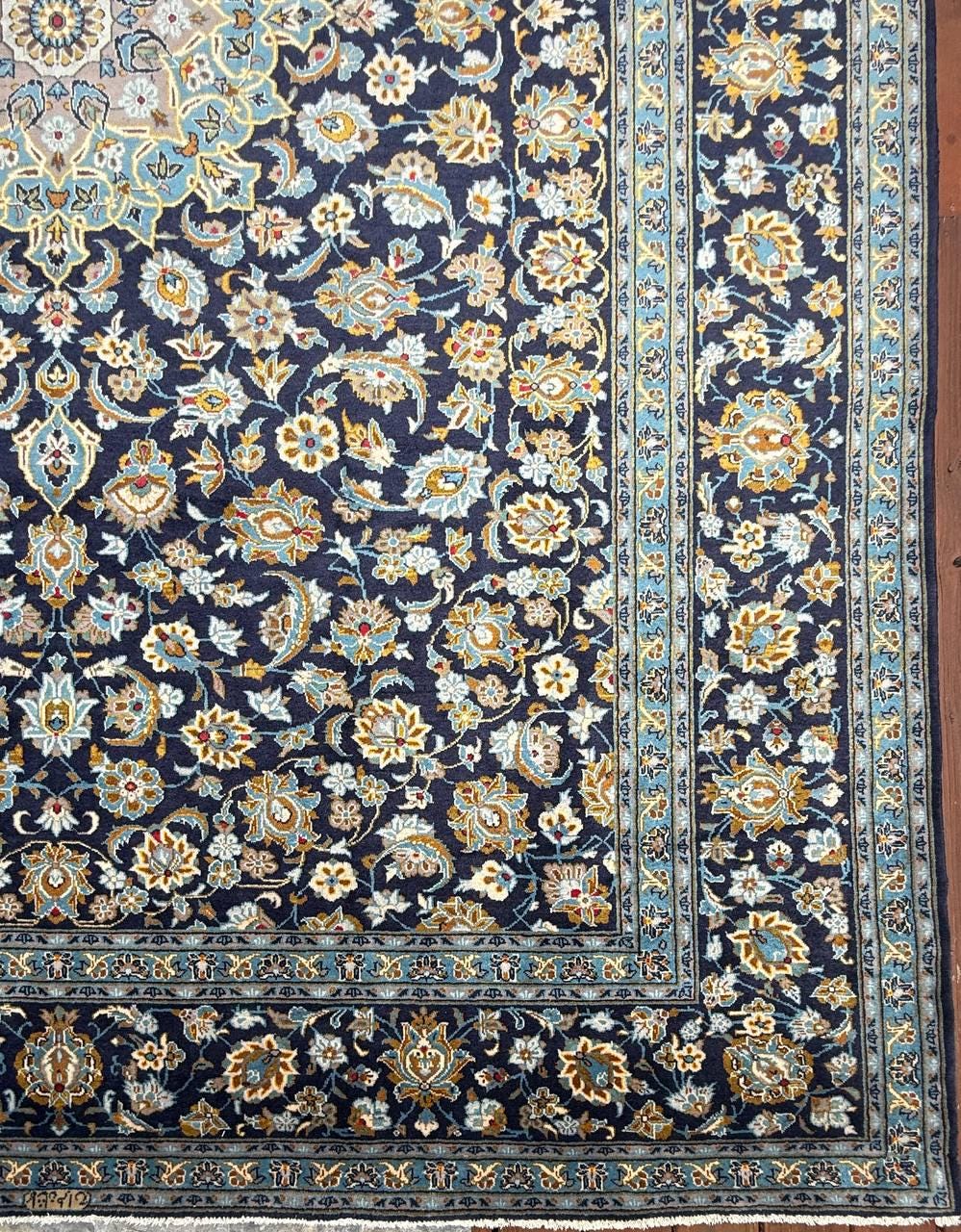 10x13.5 ft Signed Vintage 1970s Rug: Hand Knotted Wool Carpet, Bohemian Village Traditional Oriental Large Area Rug