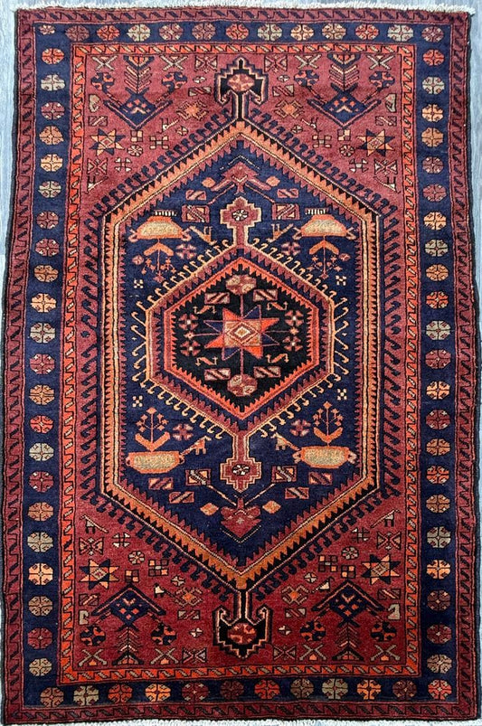 4.8x7 ft Geometric Village Rug, 1930s Vintage Hand Knotted Wool Carpet, Anatolian Oriental Area Rug