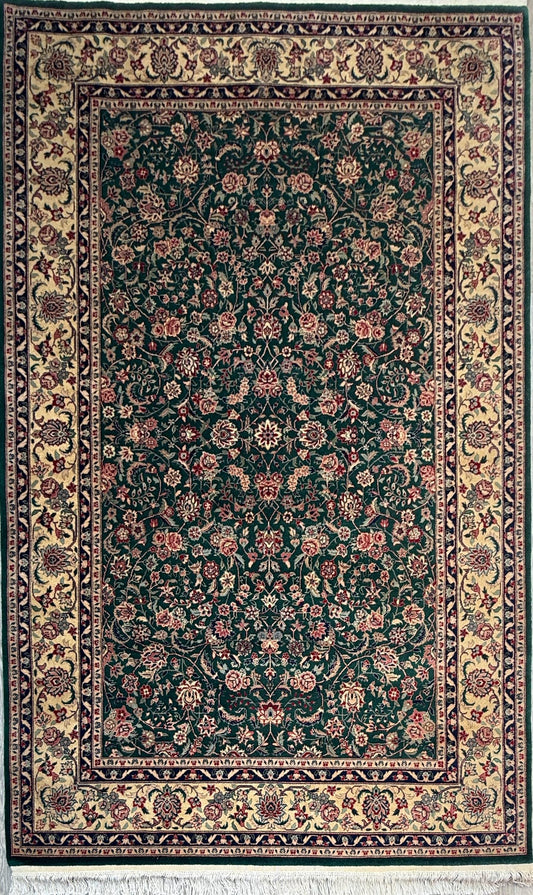 9x6 ft Vintage Tabriz Silk & Wool Rug: 1970s Hand-Knotted Oriental Carpet