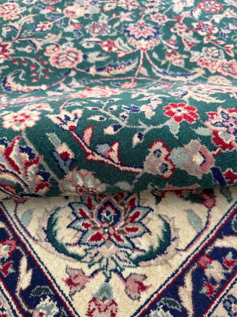 9x6 ft Vintage Tabriz Silk & Wool Rug: 1970s Hand-Knotted Oriental Carpet