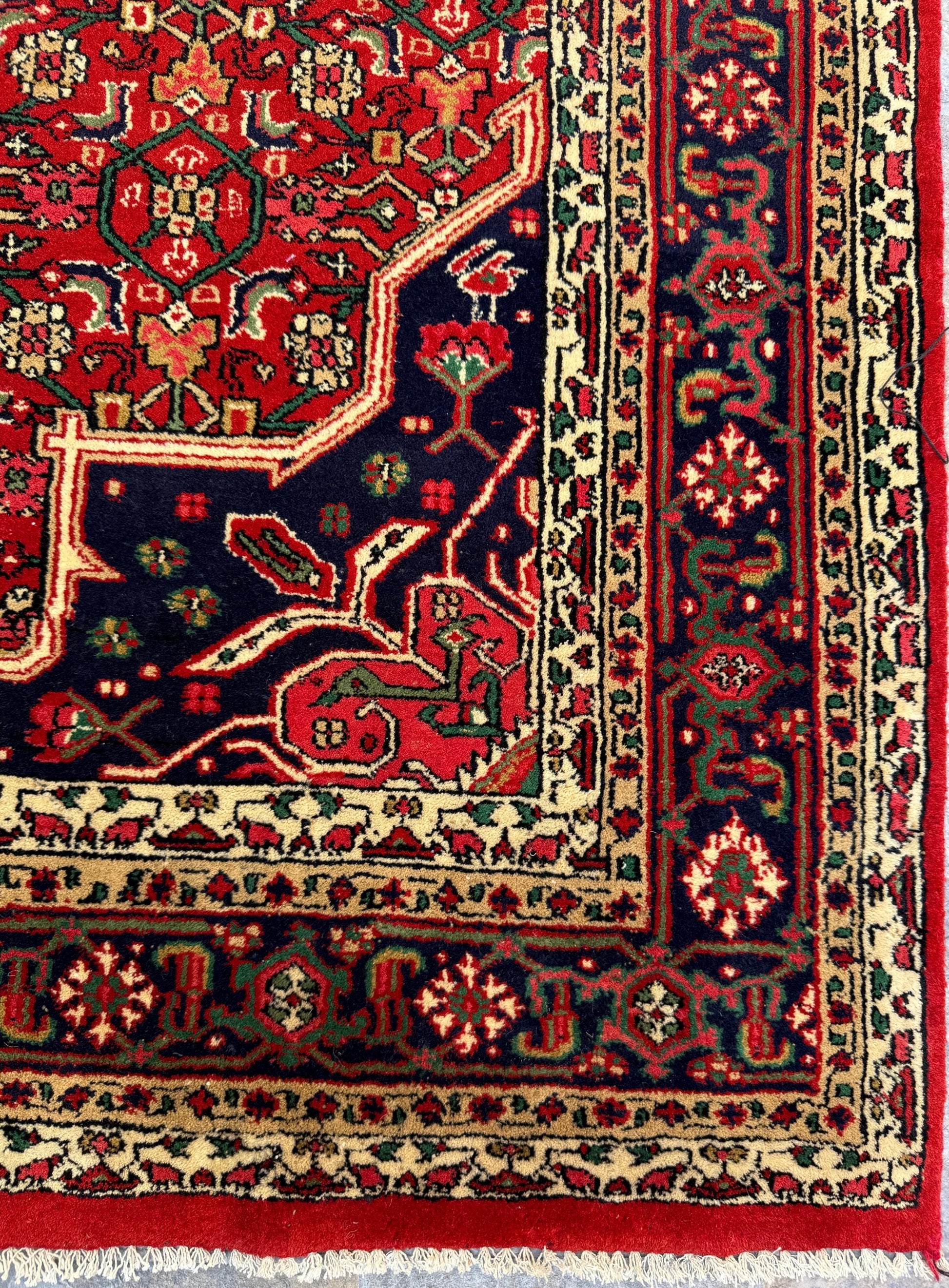 8x5 ft Vintage Bijar Tribal Wool Rug: 1950s Hand-Knotted Oriental Carpet