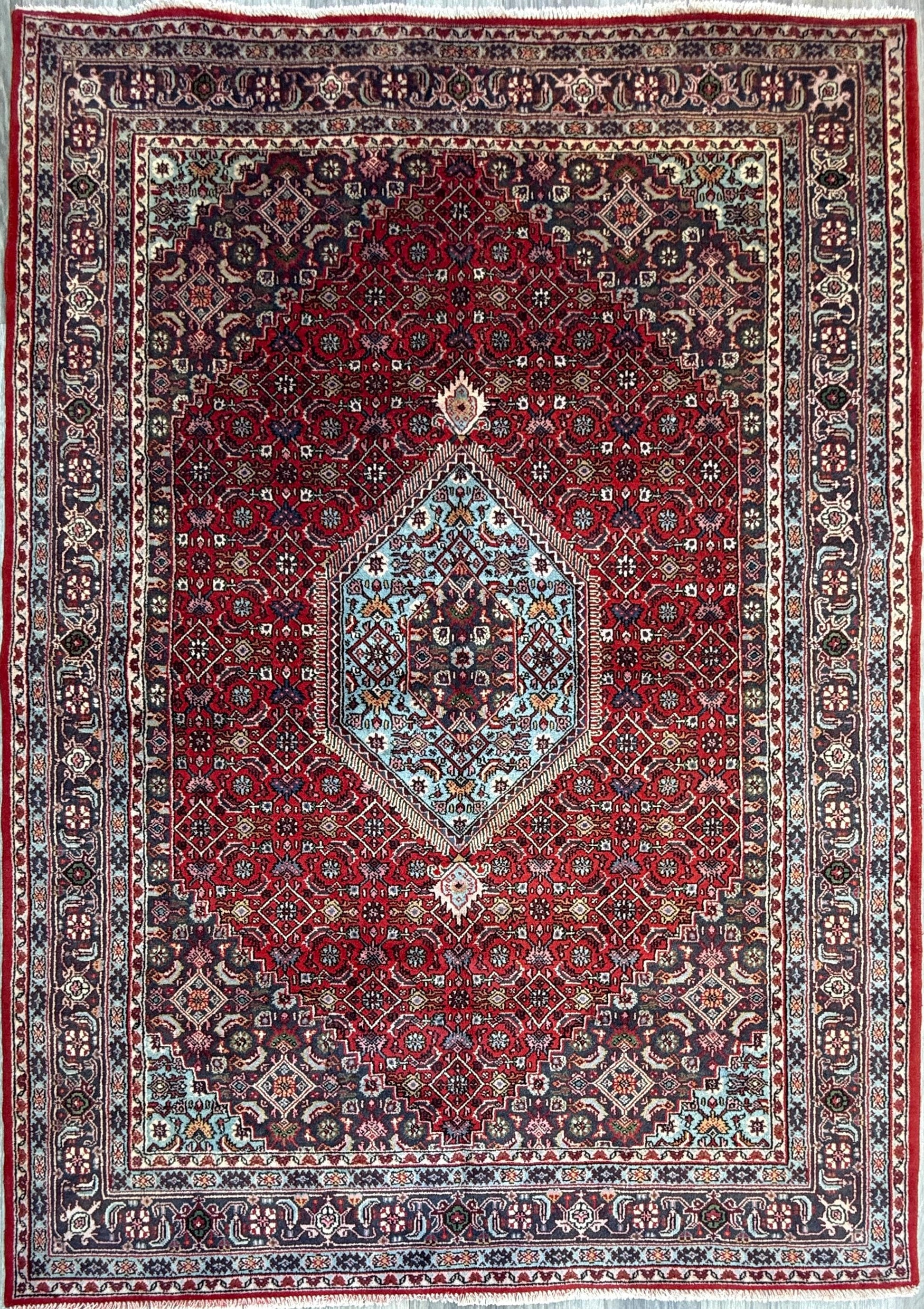 8x6 ft 1960s Vintage Wool Rug: Hand Knotted Bijar Tribal Oriental Carpet