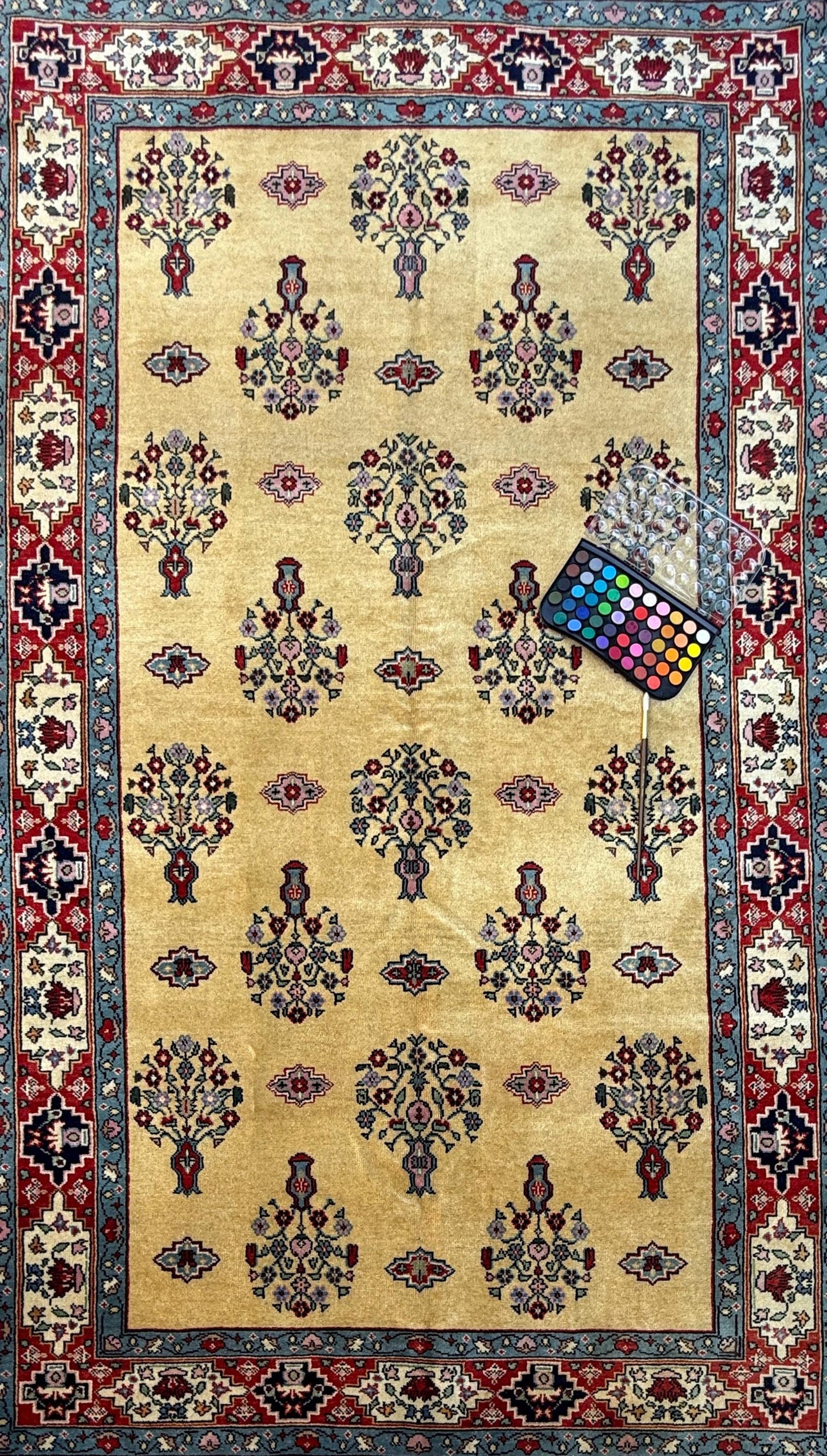 8x5 ft Vintage 1960s Pashmin Koum Rug: Hand-Knotted Oriental Wool Carpet