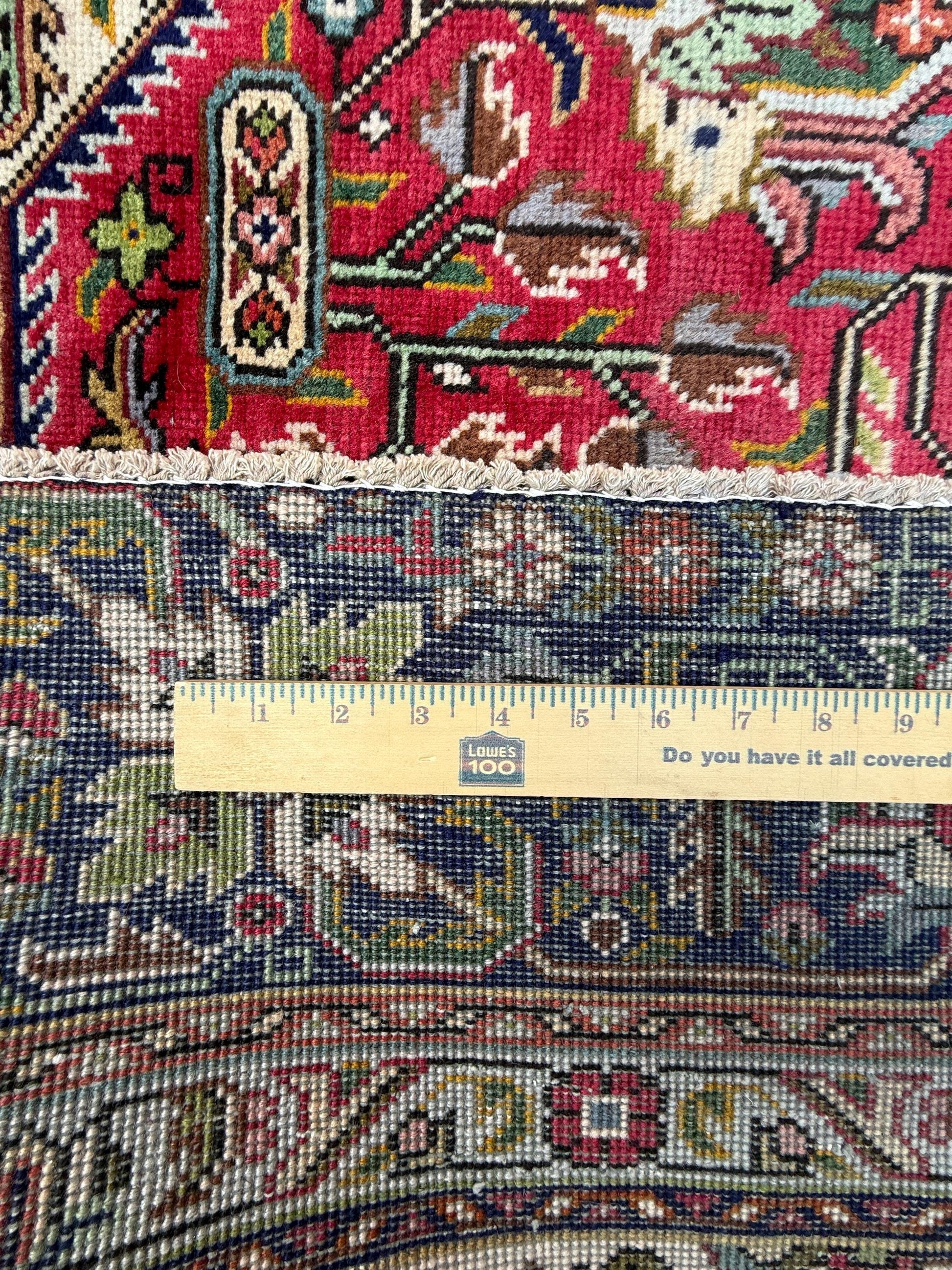 6x8 ft Hand-Knotted Heriz 1940s Vintage Rug, Anatolian Wool Tribal Carpet