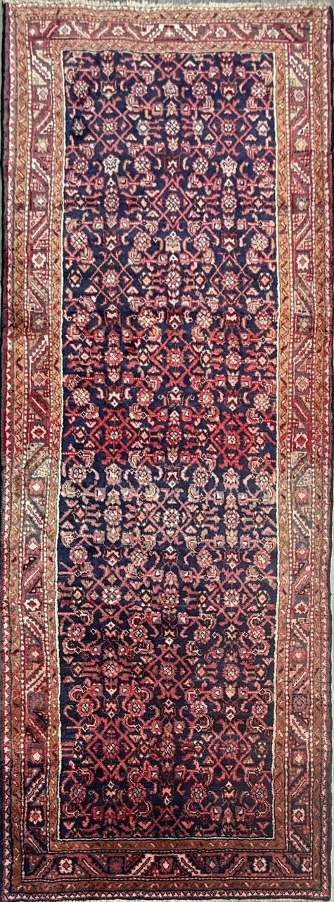 3.10x11 ft Anatolian Vintagev1930s Geometric Runner: Hand Knotted Wool Oriental Village Rug