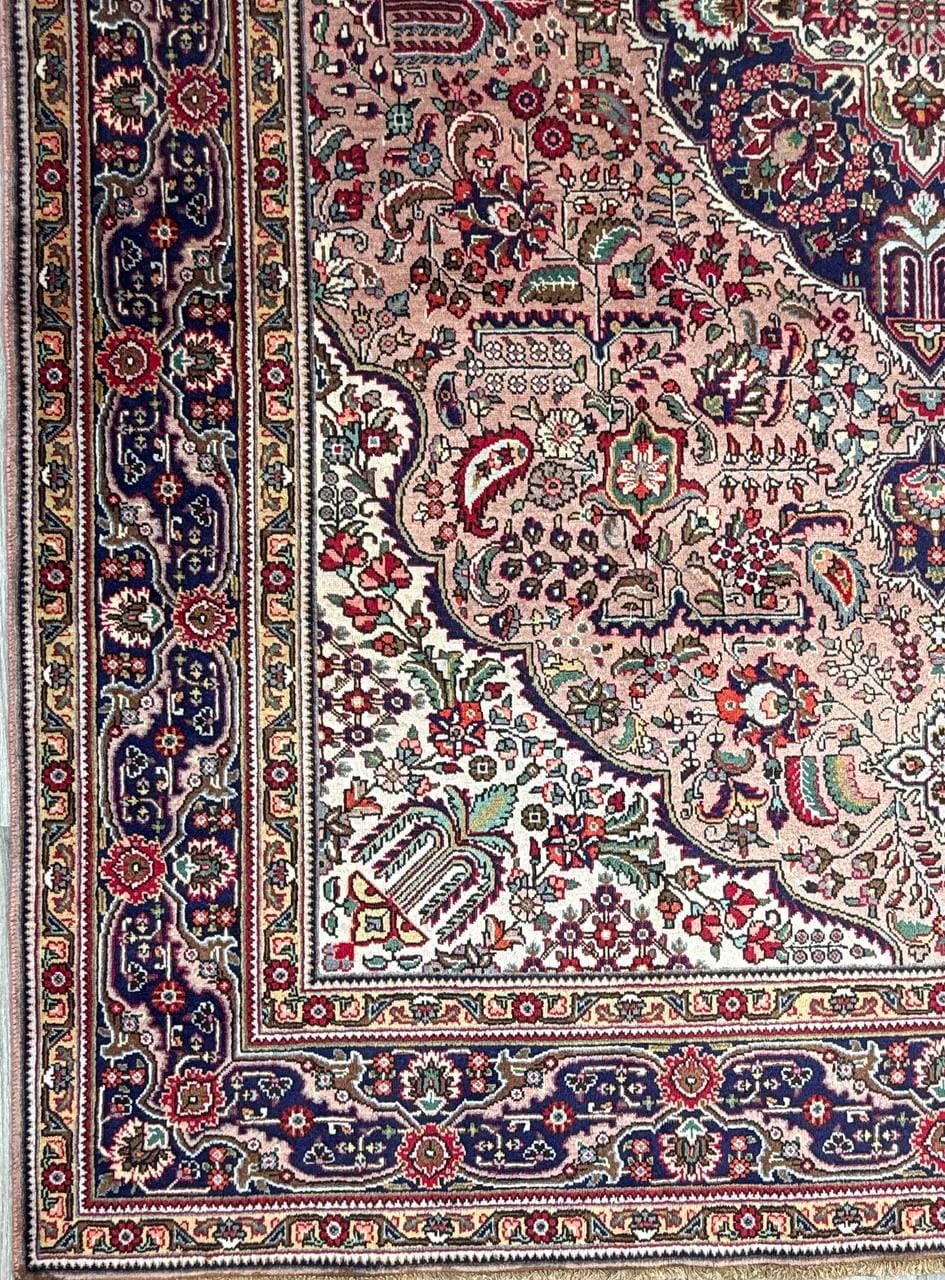 8.4x11.5 ft. Vintage 1940s Kashan Royal Design Rug: Hand Knotted Wool Oriental Bohemian Large Carpet