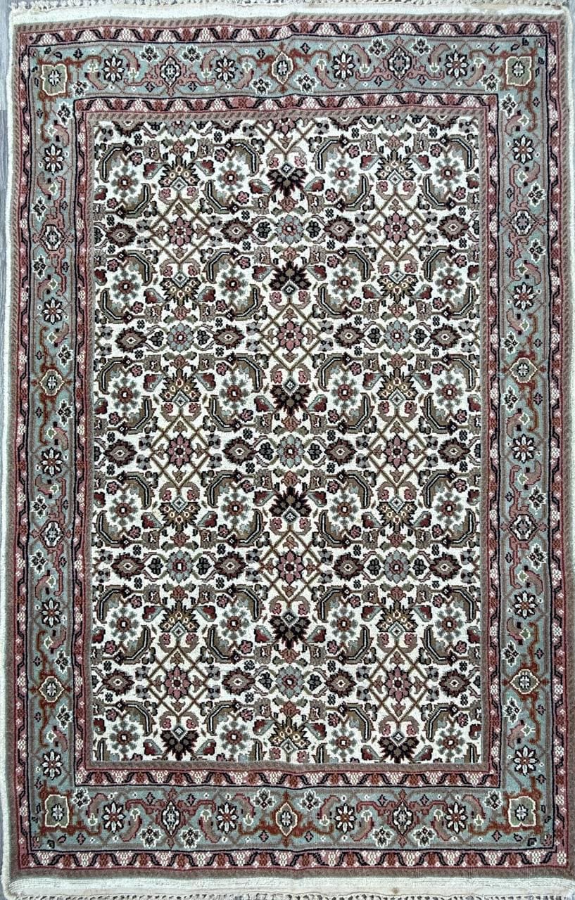 6x4 ft Vintage Bijour 1980s Tribal Wool Rug: Hand Knotted Oriental Geometric Area Carpet