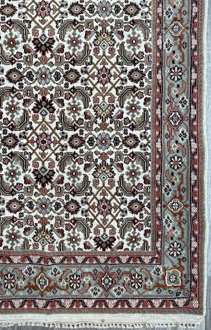 6x4 ft Vintage Bijour 1980s Tribal Wool Rug: Hand Knotted Oriental Geometric Area Carpet