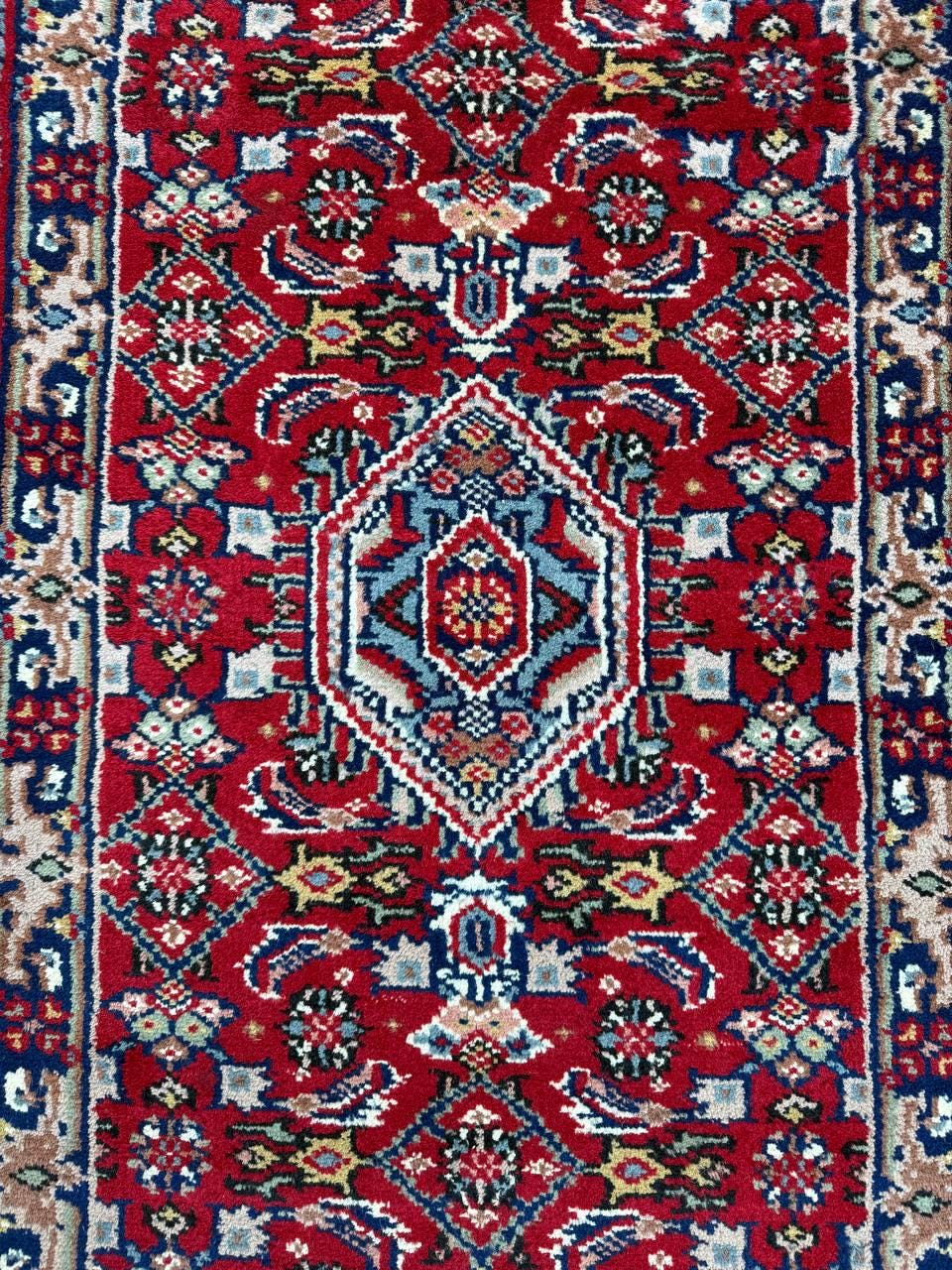 4.9x2.7 ft Vintage Hand Knotted Wool Rug: Bijour Tribal Design