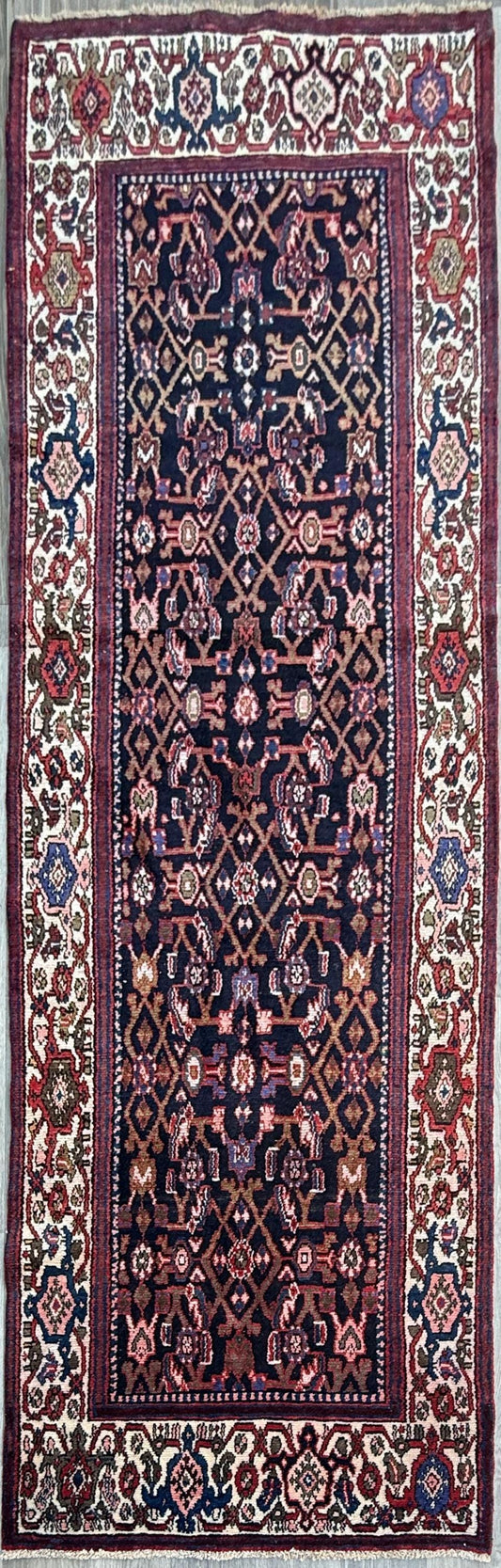 3x10 ft Anatolian Vintage 1930s Rug: Hand Knotted Wool Runner, Rustic Boho Decor
