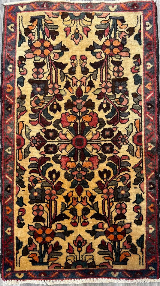 2.1x3.7 ft Vintage 1930s Adana Tribal Rug, Geometric Wool Carpet, Hand Knotted Oriental Village Accent