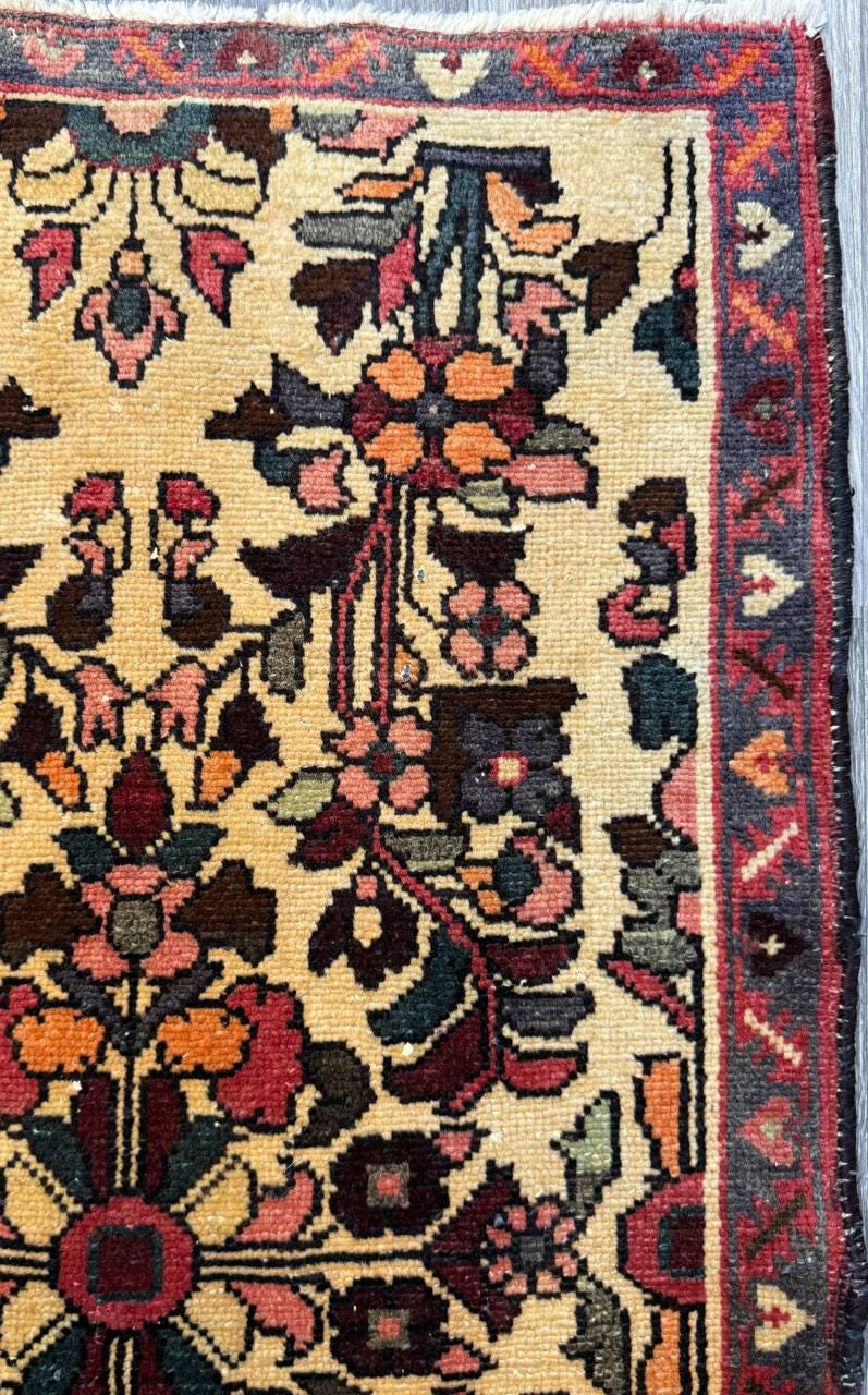 2.1x3.7 ft Vintage 1930s Adana Tribal Rug, Geometric Wool Carpet, Hand Knotted Oriental Village Accent