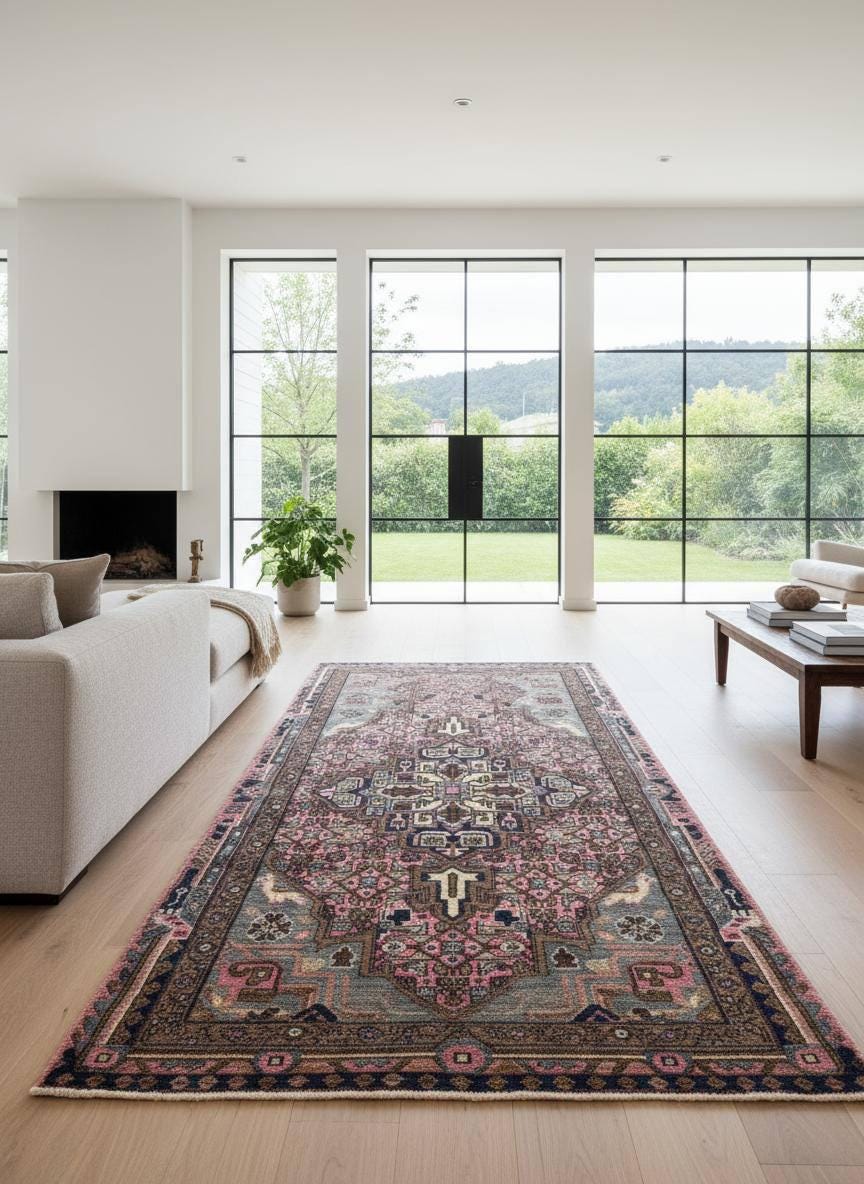 3x5 ft Farmhouse Rug, 1920s Vintage Geometric Wool Carpet, Anatolian Oriental Village Area Rug