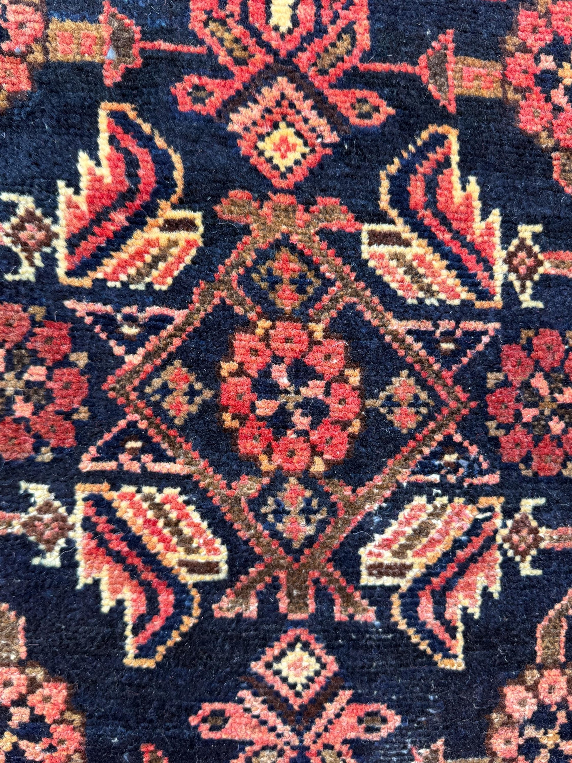 3.5x9.1 ft 1940s Vintage Rug: Hand Knotted Wool Anatolian Village Carpet, Geometric Tribal Design
