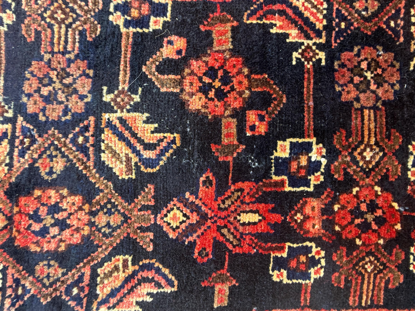 3.5x9.1 ft 1940s Vintage Rug: Hand Knotted Wool Anatolian Village Carpet, Geometric Tribal Design