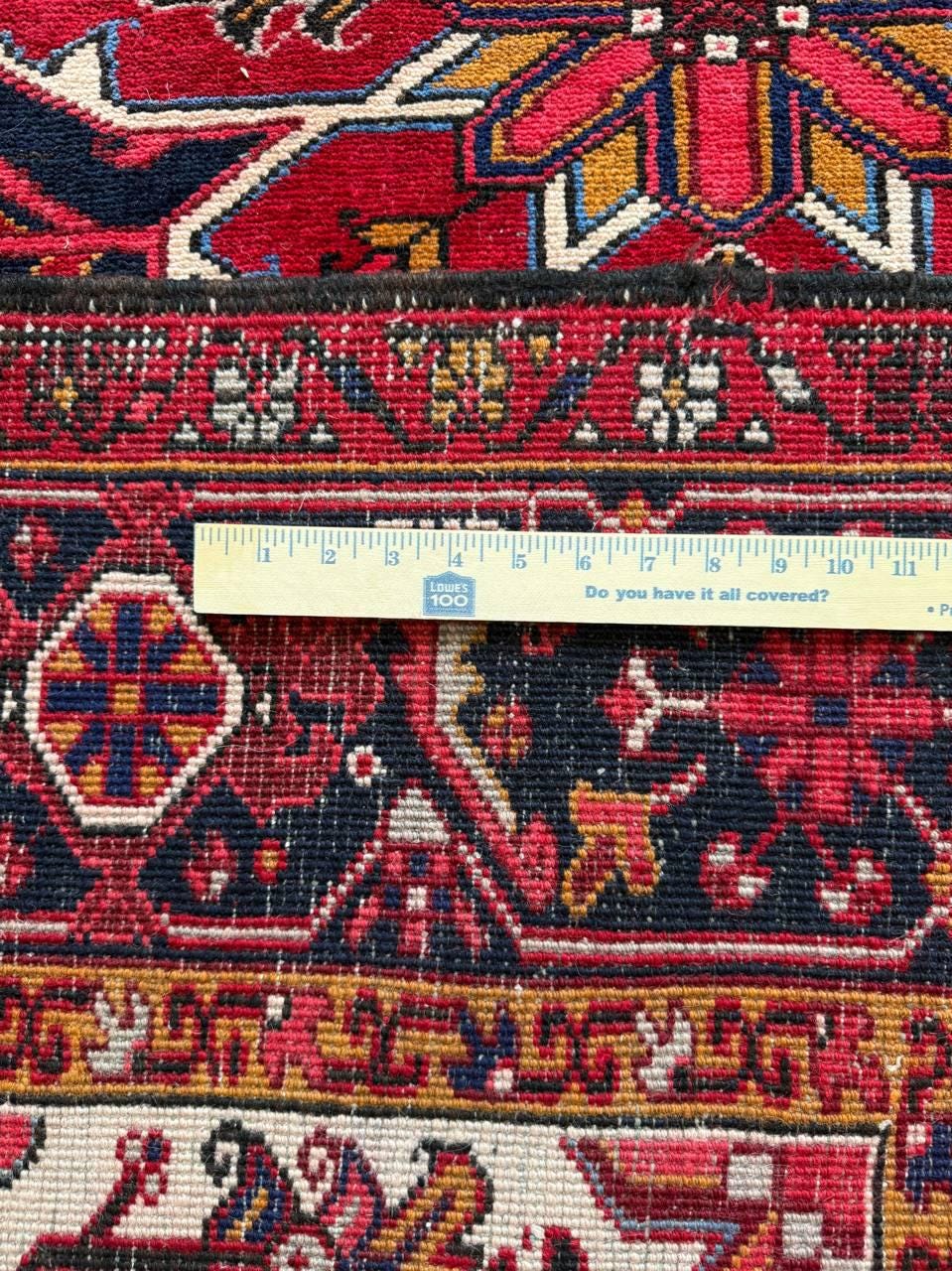 8x11 ft Heriz Wool Rug, Vintage Hand Knotted Oriental Carpet, Authentic Large Area Rug, c 1980s Approx 40 Years