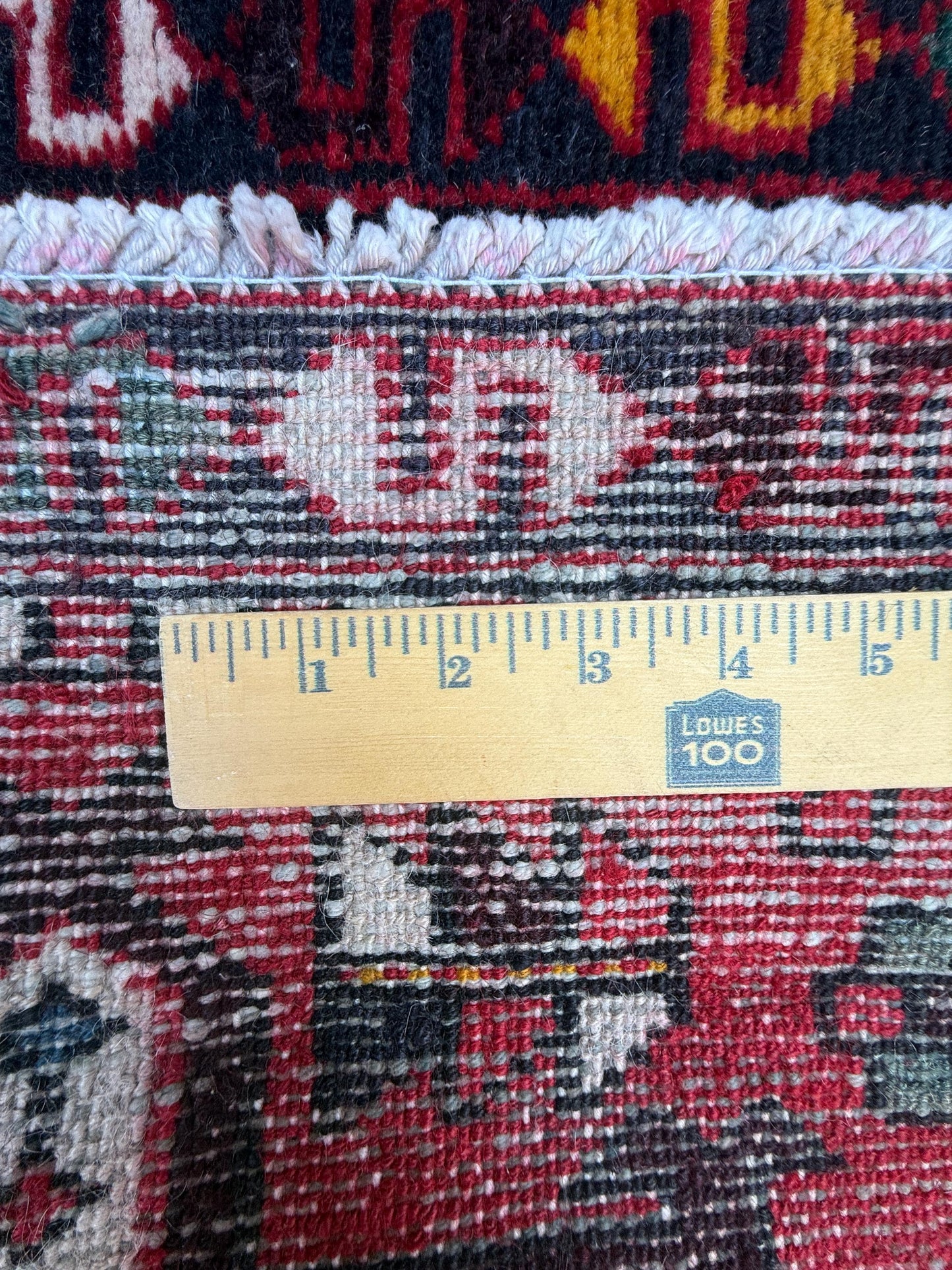 8x2 ft Vintage 1980s Hareez Runner Rug: Hand Knotted Wool Tribal Carpet, Narrow Hallway Rug