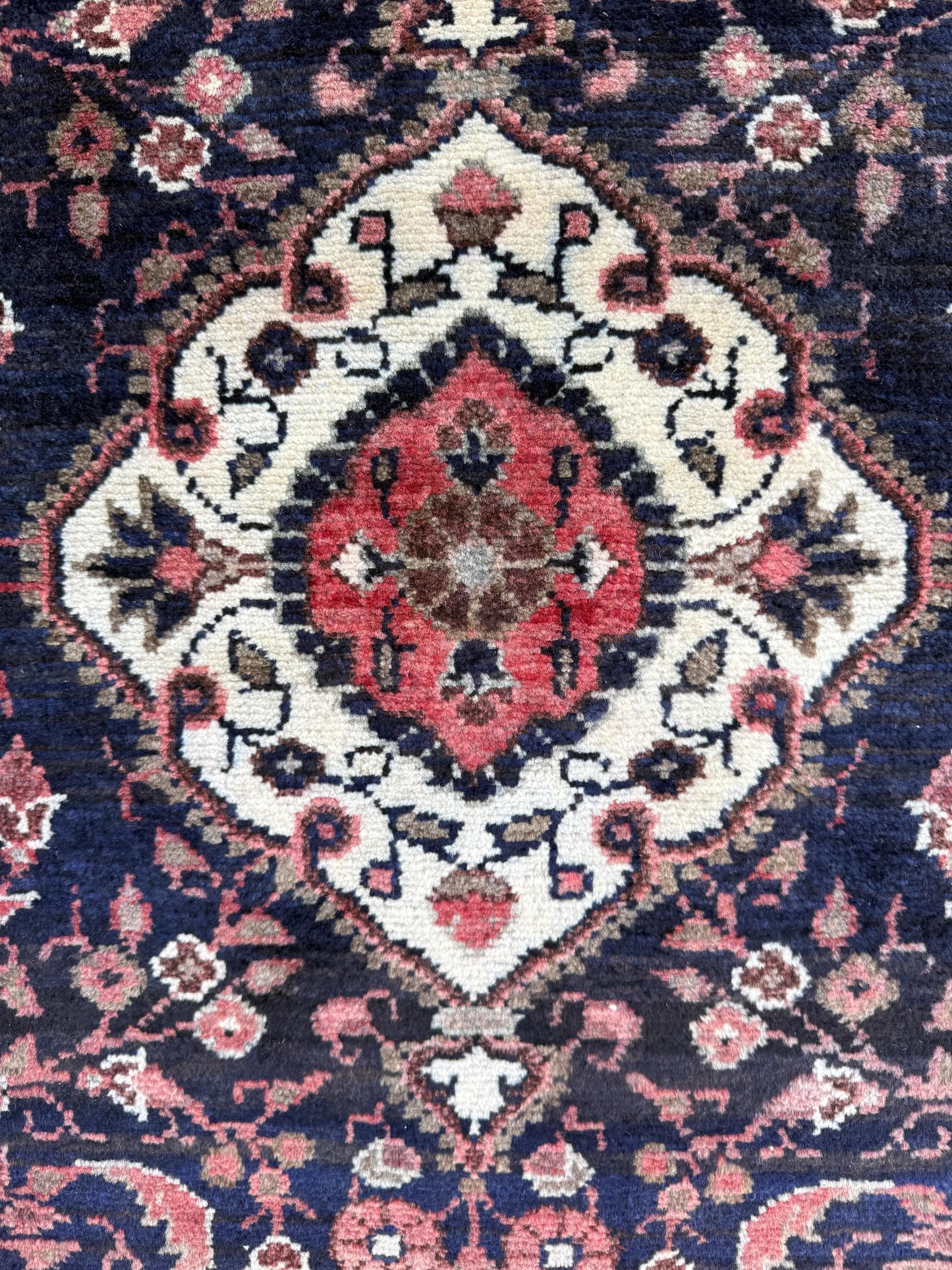 3.8x14 ft Vintage 1940s Anatolian Geometric Runner: Hand Knotted Village Wool Oriental Carpet