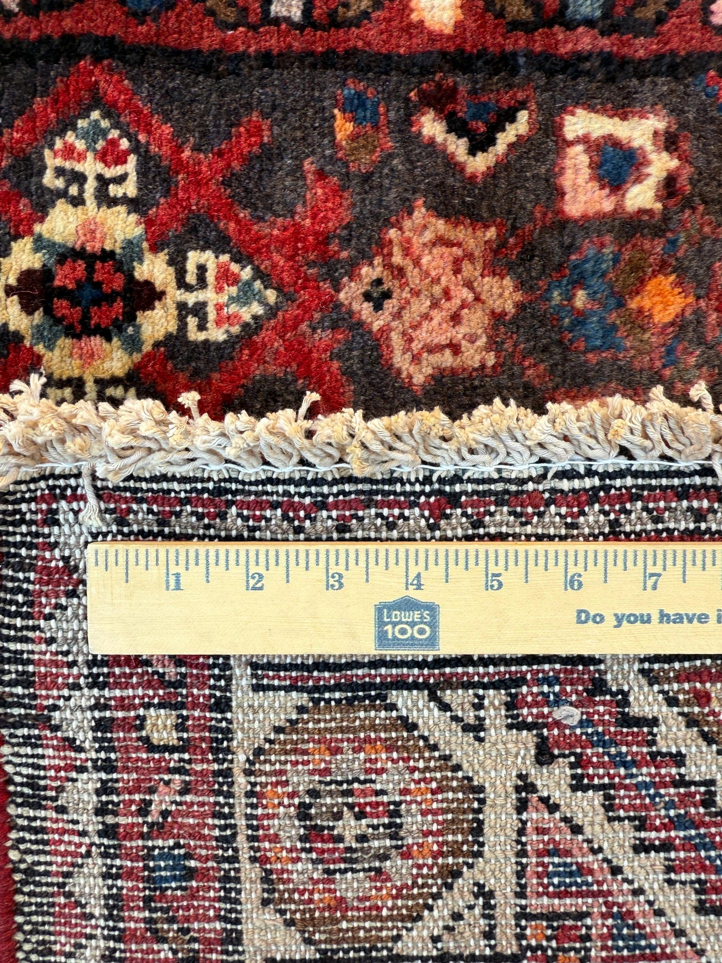 3.8x9.10 ft Vintage 1930s Anatolian: Hand Knotted Wool Village Carpet, Geometric Tribal Design