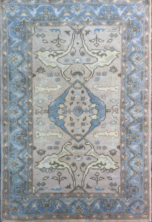 4x6 ft Anatolian Hand-Knotted Oushak Rug: Bohemian Wool Carpet