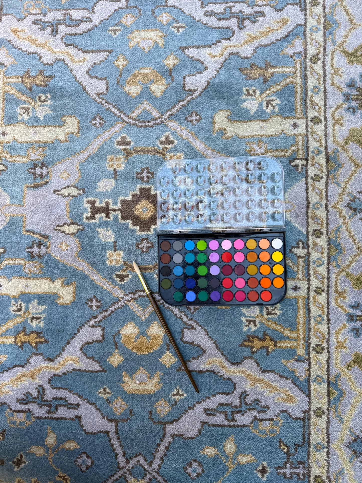 4x6 ft. Hand-Knotted Vintage Turkish Oushak Rug: Boho Wool Area Carpet