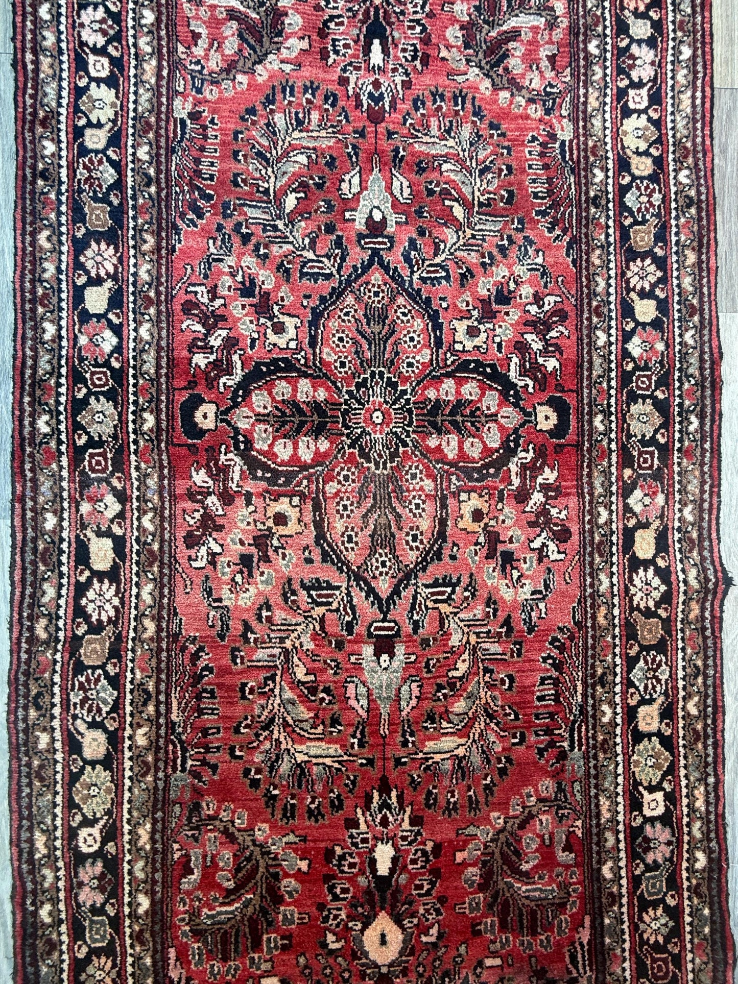 3.5x9.1 ft Vintage 1930s Rug: Authentic Anatolian Tribal Runner, Hand Knotted Wool Geometric Village Carpet