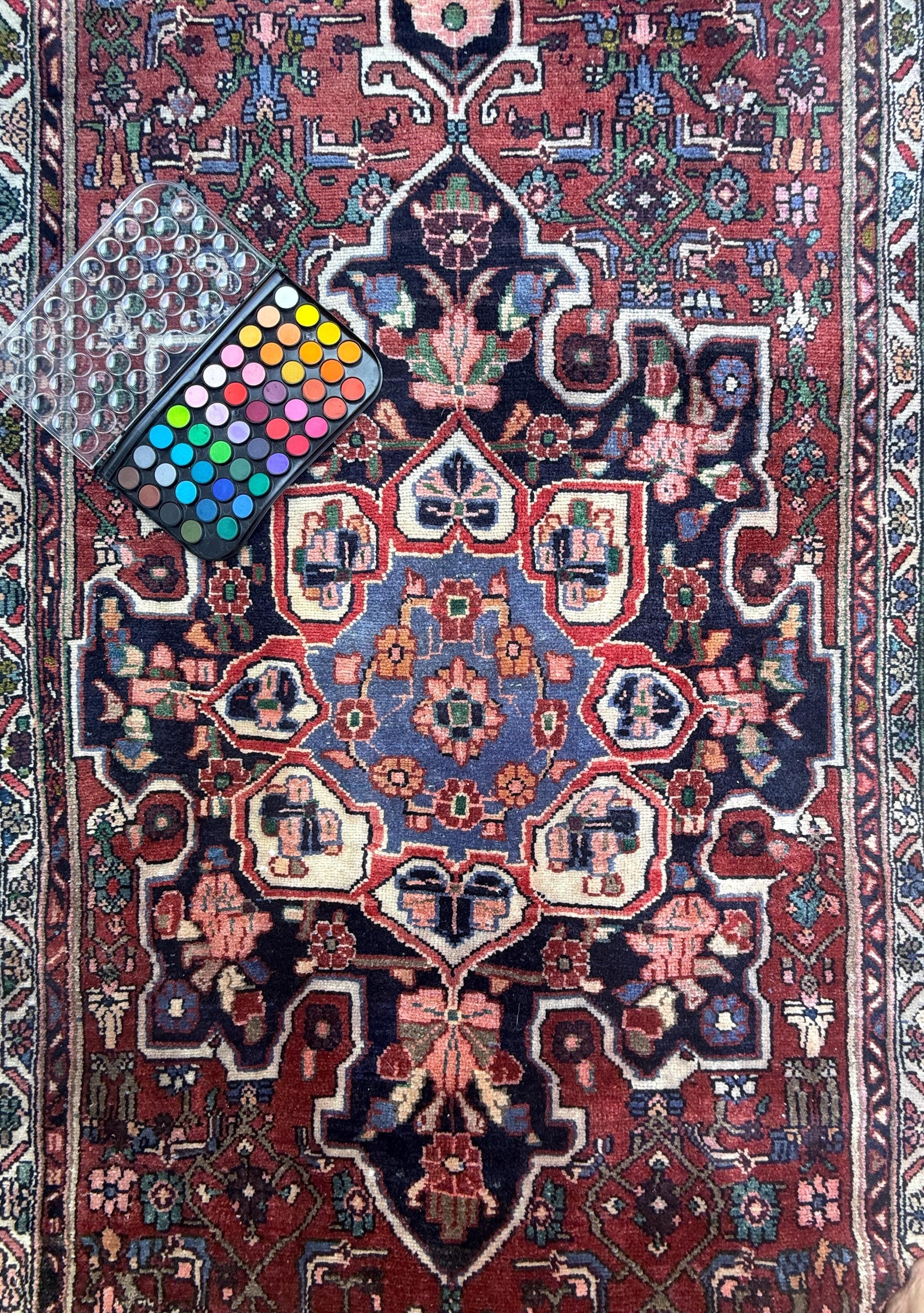 3.5x12.8 ft Vintage 1930s Runner Rug: Hand Knotted Wool Anatolian Carpet, Village Made Geometric Tribal Design